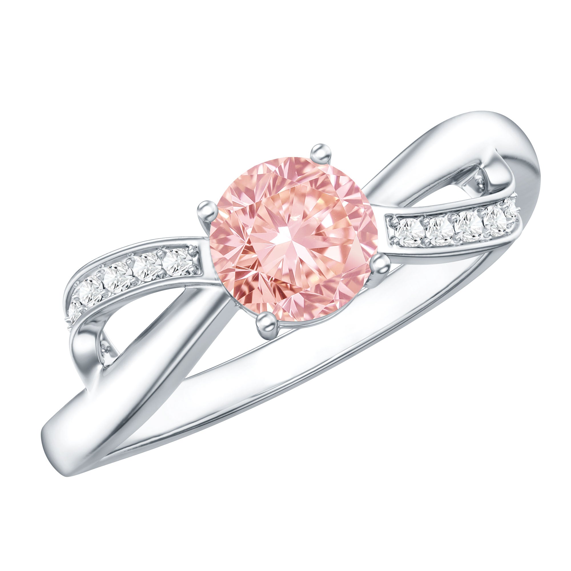 Lab Grown Pink Diamond Ring – IGI Certified Classic Engagement Ring With Infinity Band
