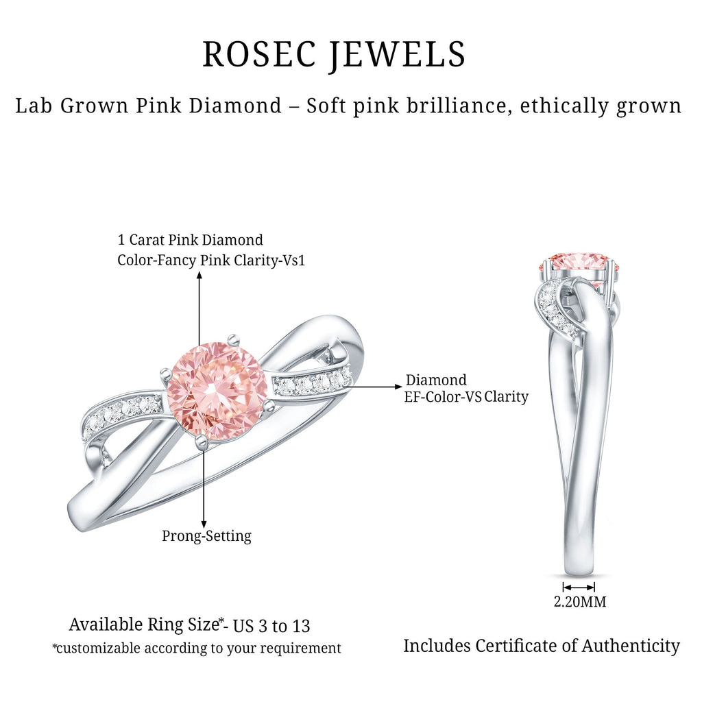 Lab Grown Pink Diamond Ring – IGI Certified Classic Engagement Ring With Infinity Band
