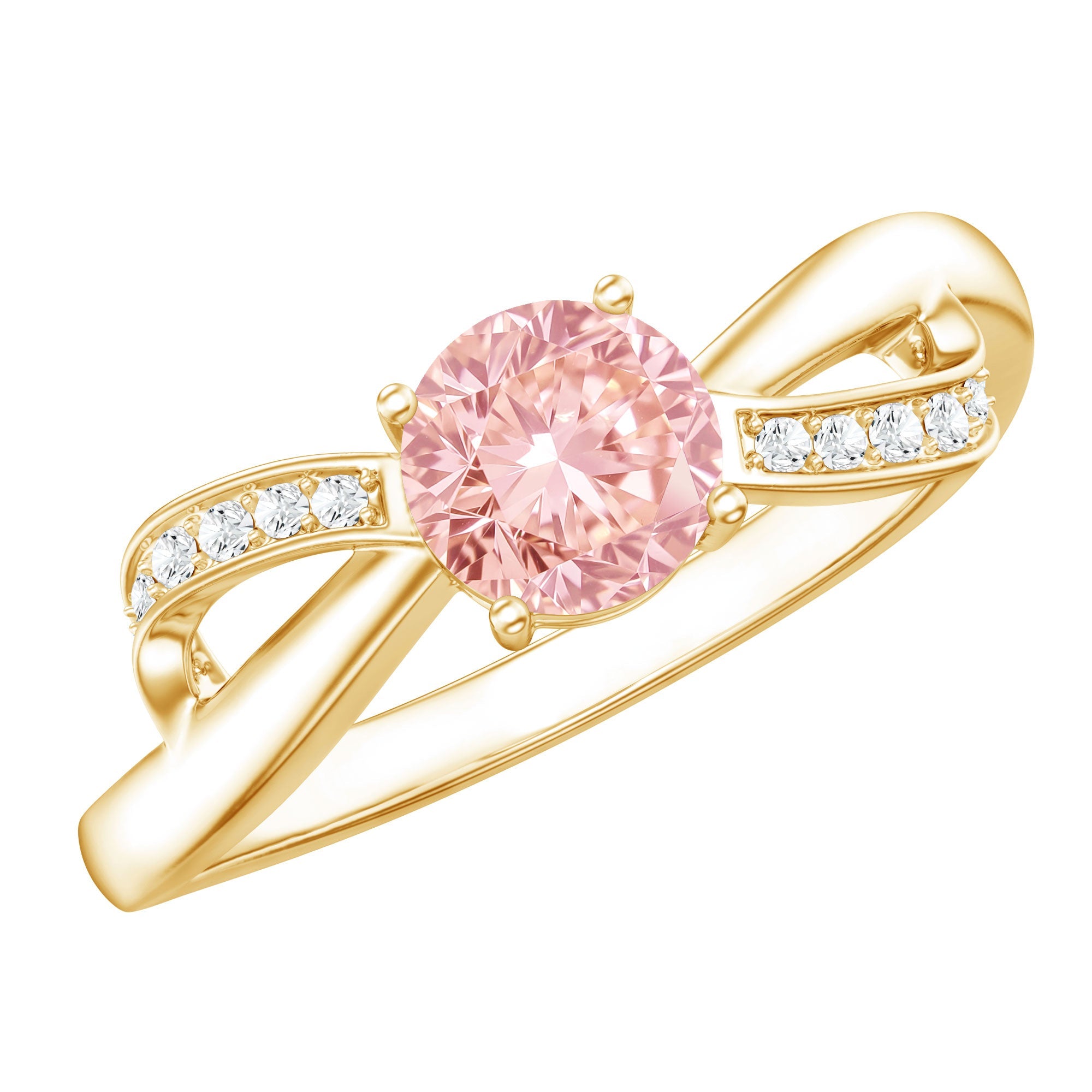 Lab Grown Pink Diamond Ring – IGI Certified Classic Engagement Ring With Infinity Band