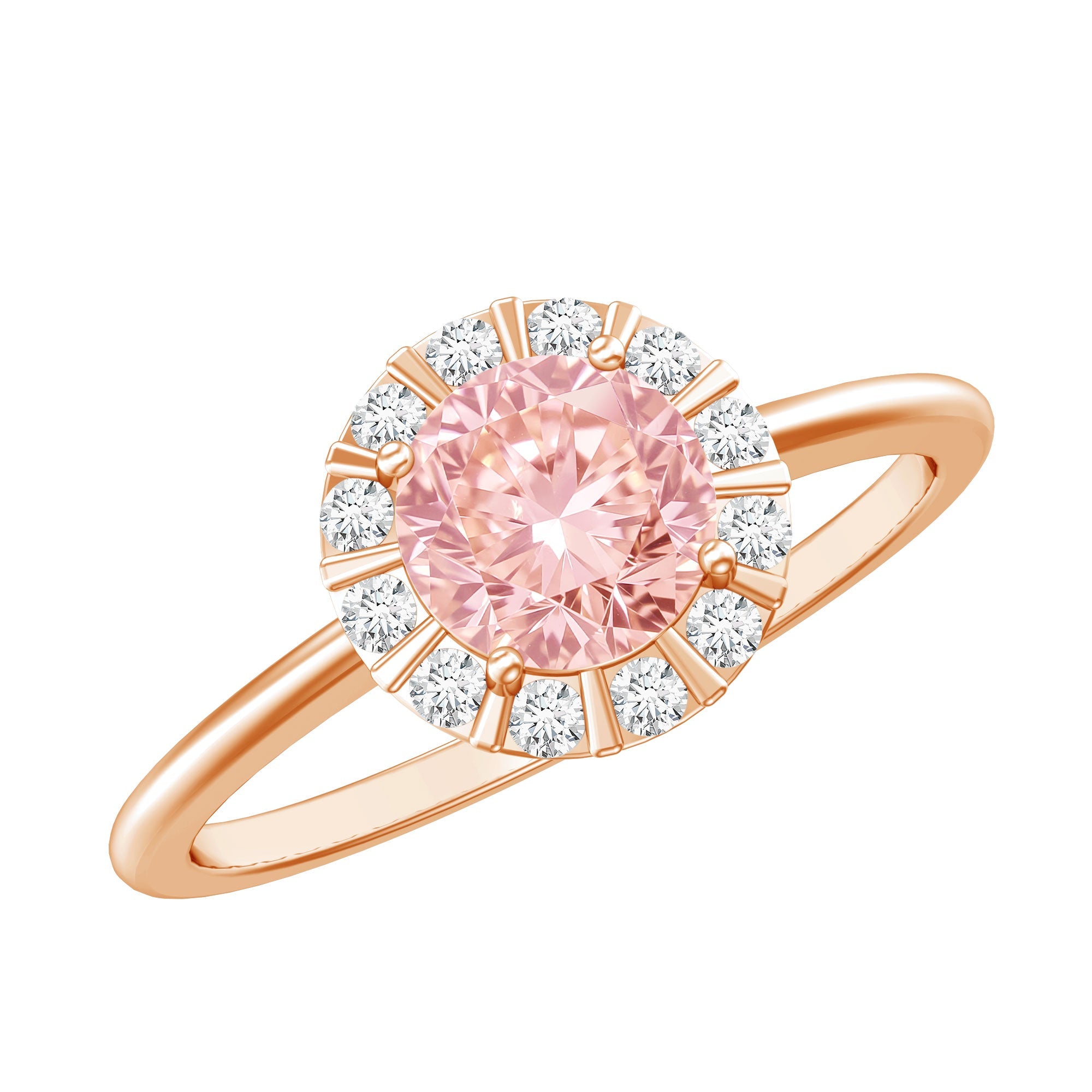 Pink Lab Grown Diamond Ring – 1 Carat Fancy Intense Pink Halo Engagement Ring