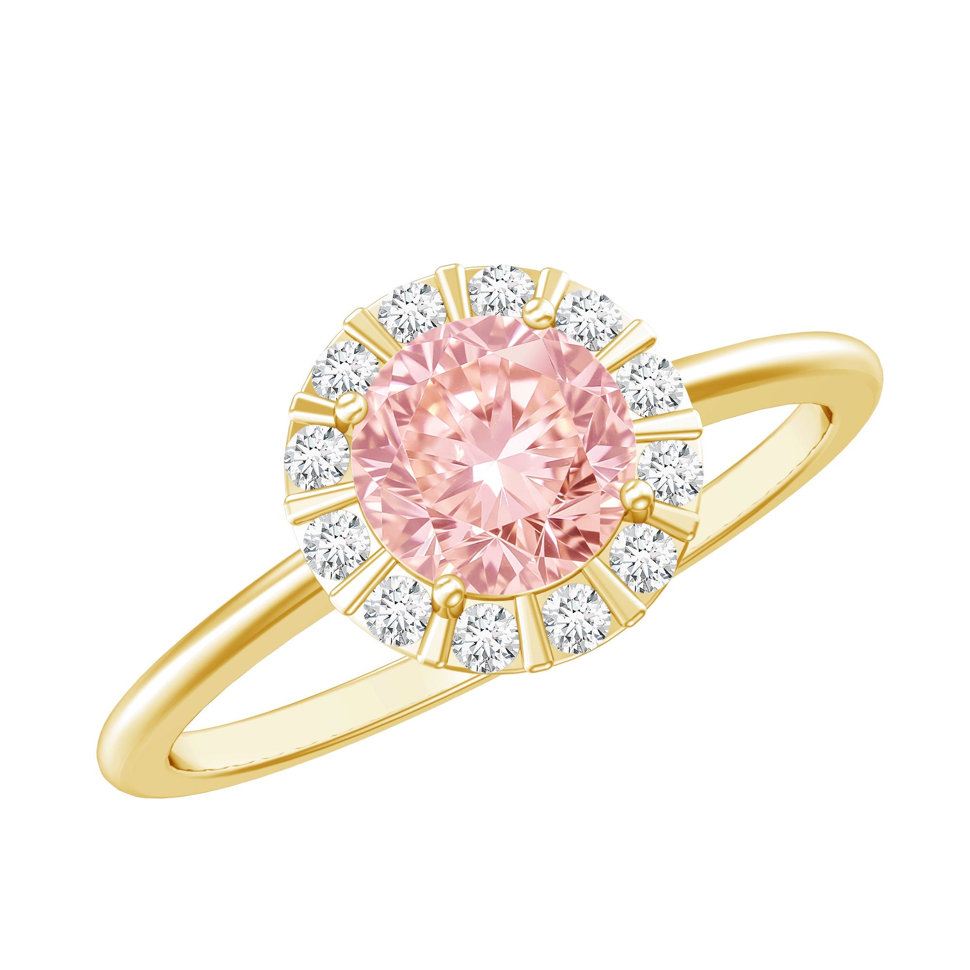 Pink Lab Grown Diamond Ring – 1 Carat Fancy Intense Pink Halo Engagement Ring