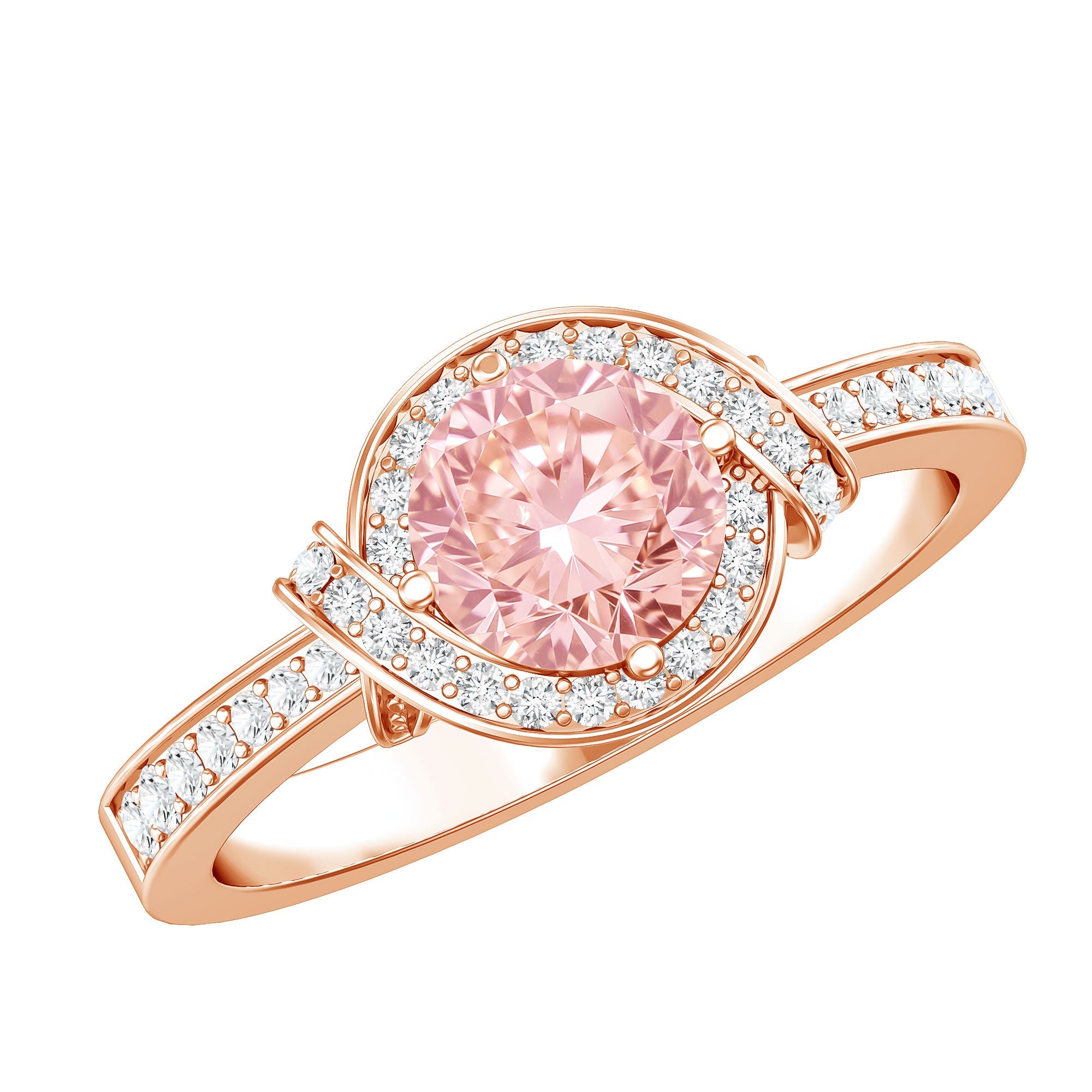 Pink Diamond Engagement Ring – 1 Carat Lab Grown Halo Ring in Rose Gold
