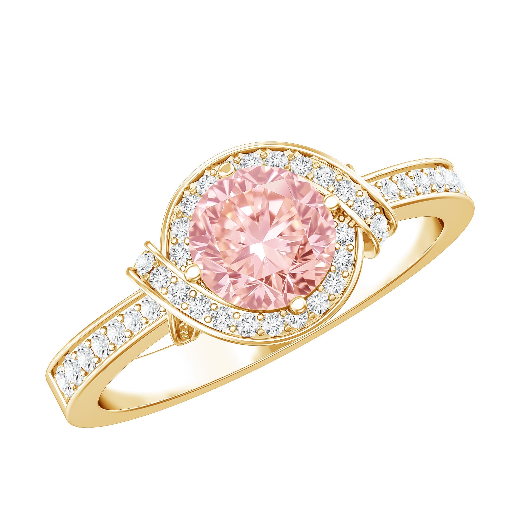 Pink Diamond Engagement Ring – 1 Carat Lab Grown Halo Ring in Rose Gold