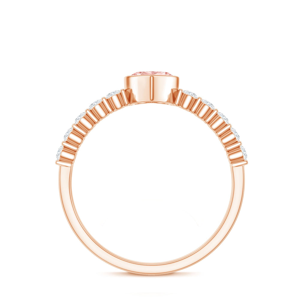 Lab Grown Pink Diamond Ring – 1 Ct Heart Shape Engagement Ring with Side Stones