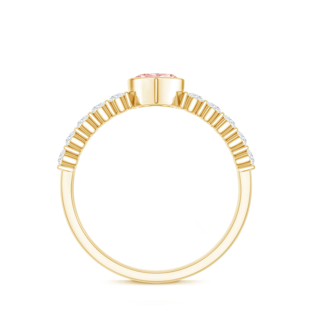 Lab Grown Pink Diamond Ring – 1 Ct Heart Shape Engagement Ring with Side Stones