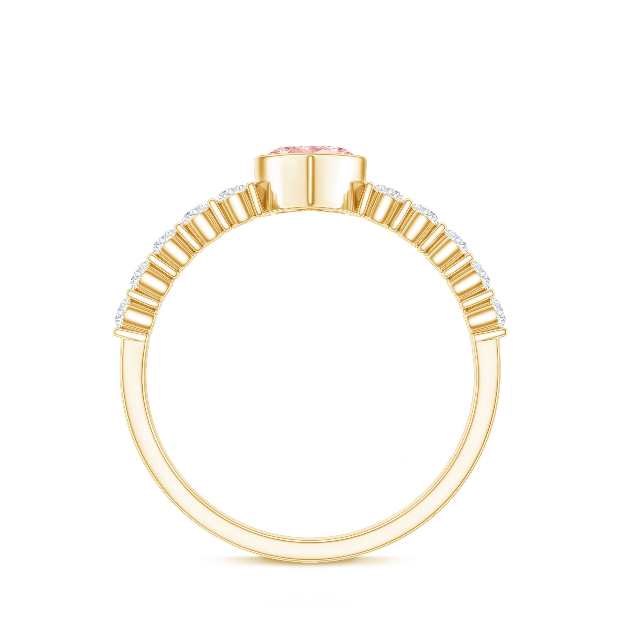 Lab Grown Pink Diamond Ring – 1 Ct Heart Shape Engagement Ring with Side Stones