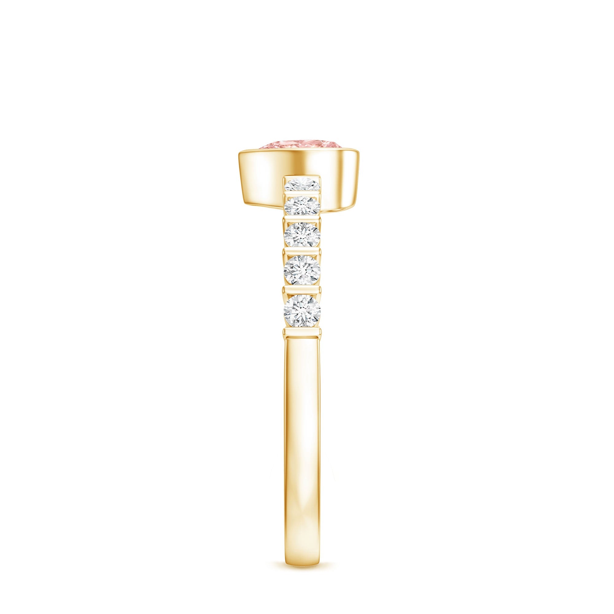 Lab Grown Pink Diamond Ring – 1 Ct Heart Shape Engagement Ring with Side Stones