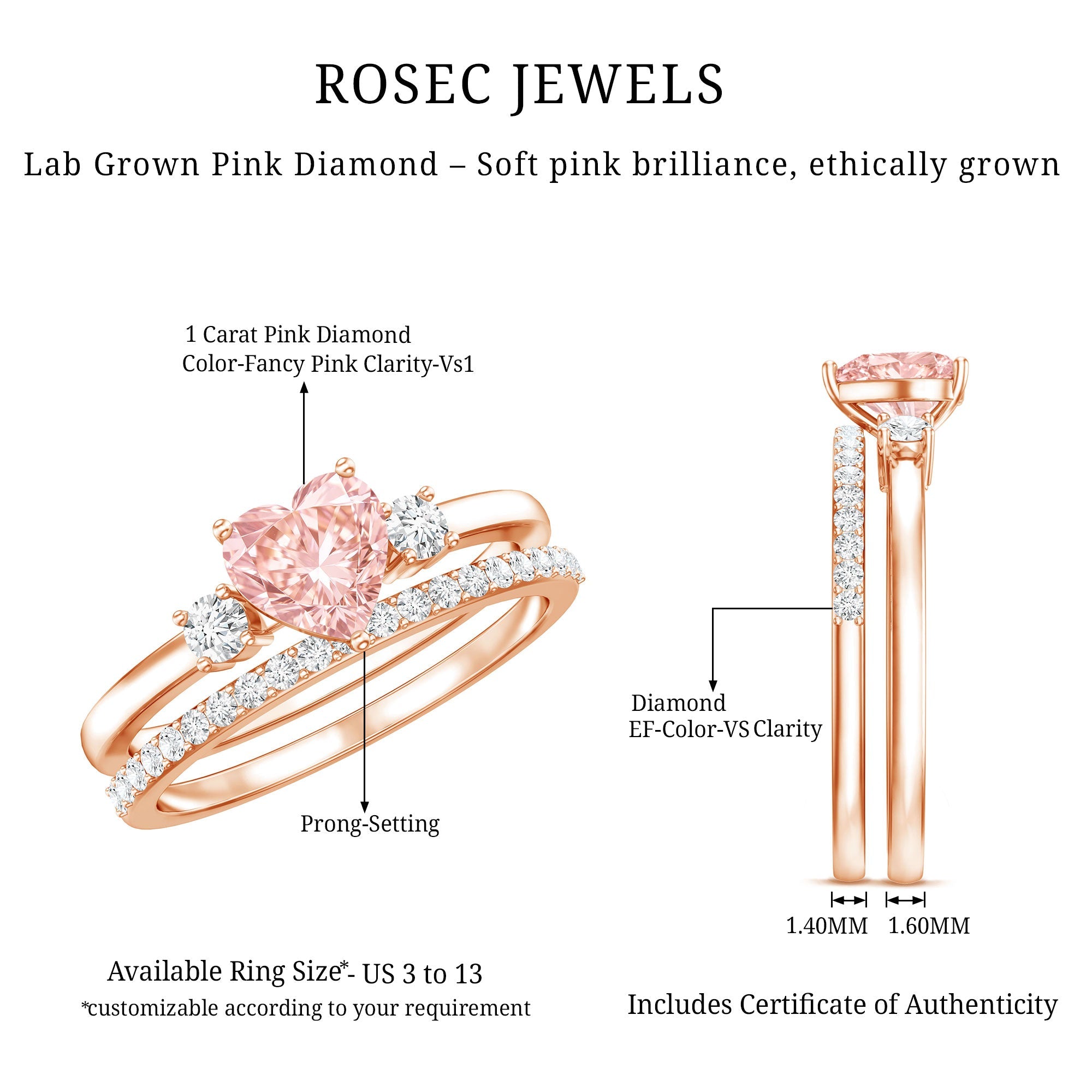 Lab Grown Pink Diamond Ring | Romantic Engagement Ring With White Diamond Accents
