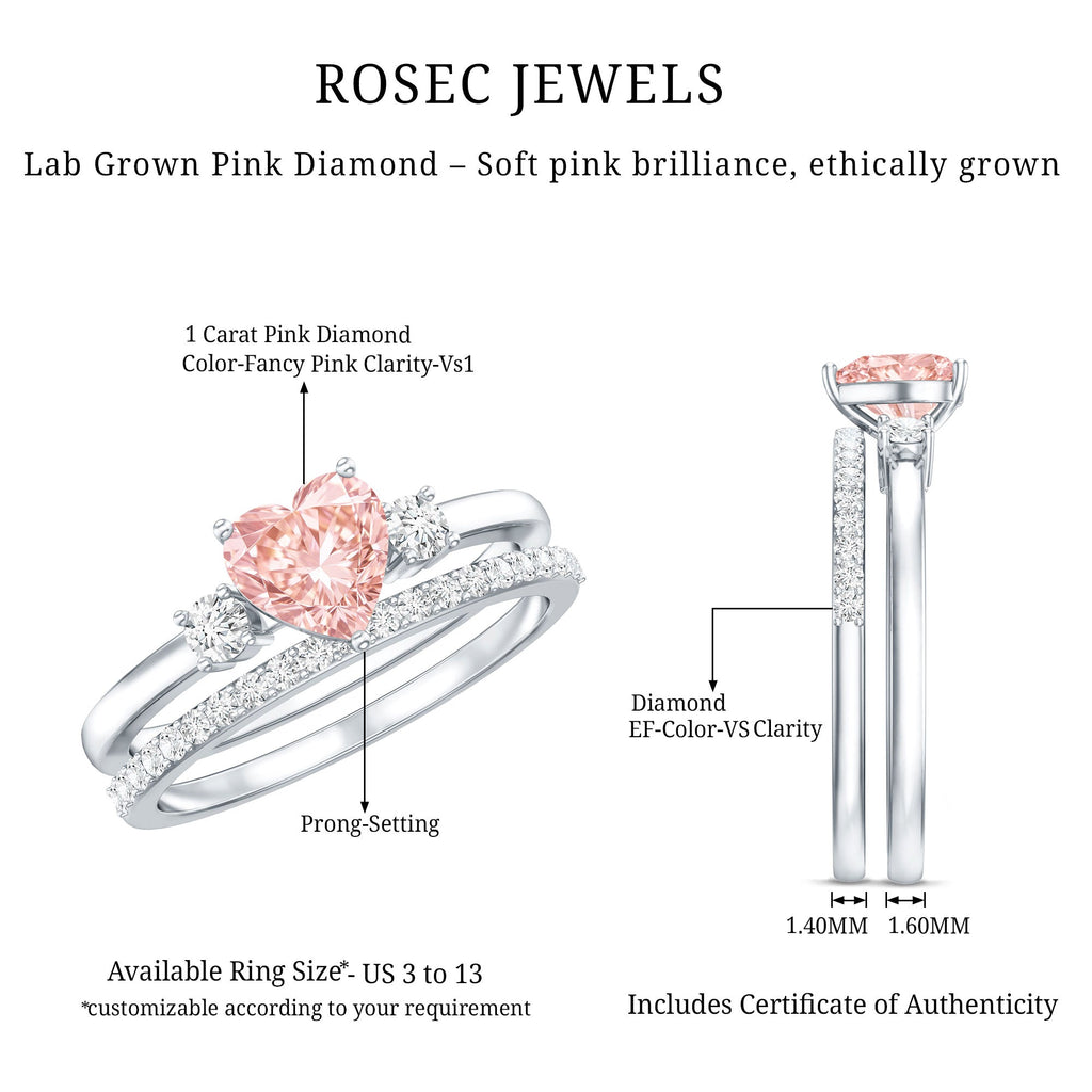 Lab Grown Pink Diamond Ring | Romantic Engagement Ring With White Diamond Accents