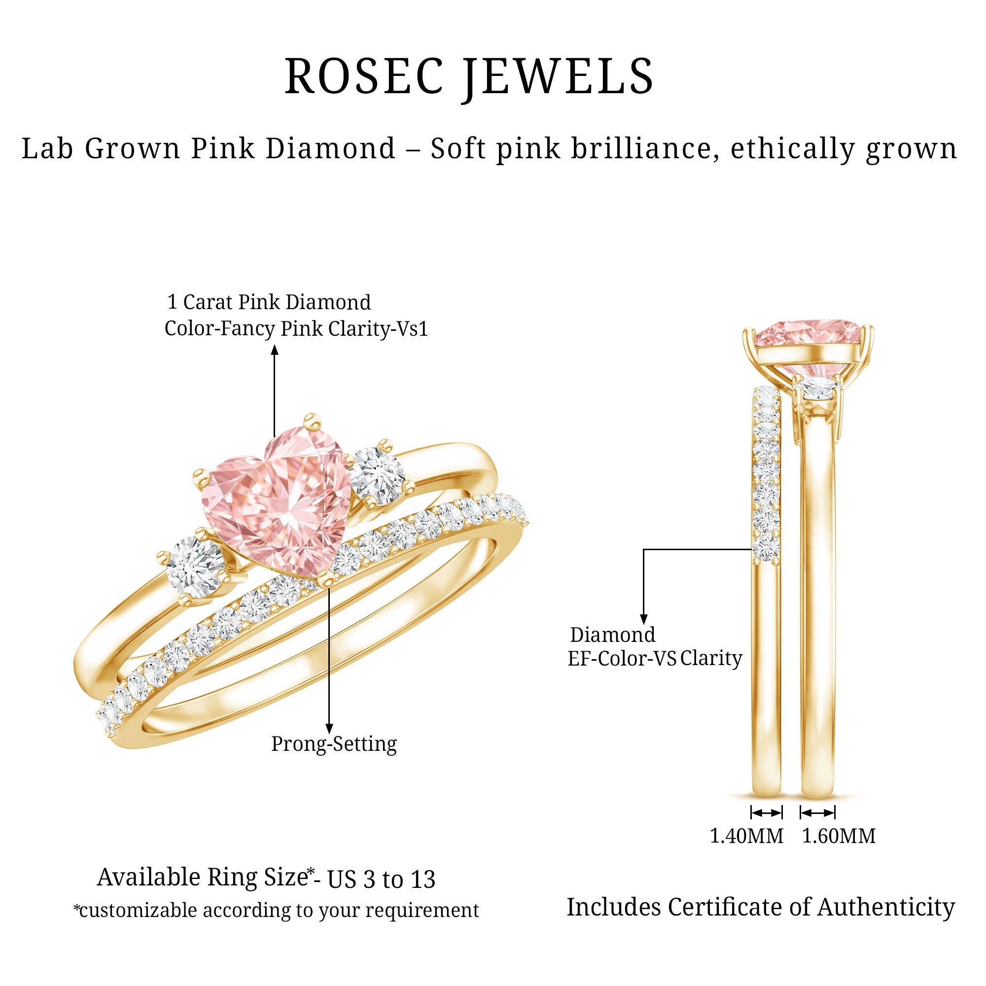 Lab Grown Pink Diamond Ring | Romantic Engagement Ring With White Diamond Accents