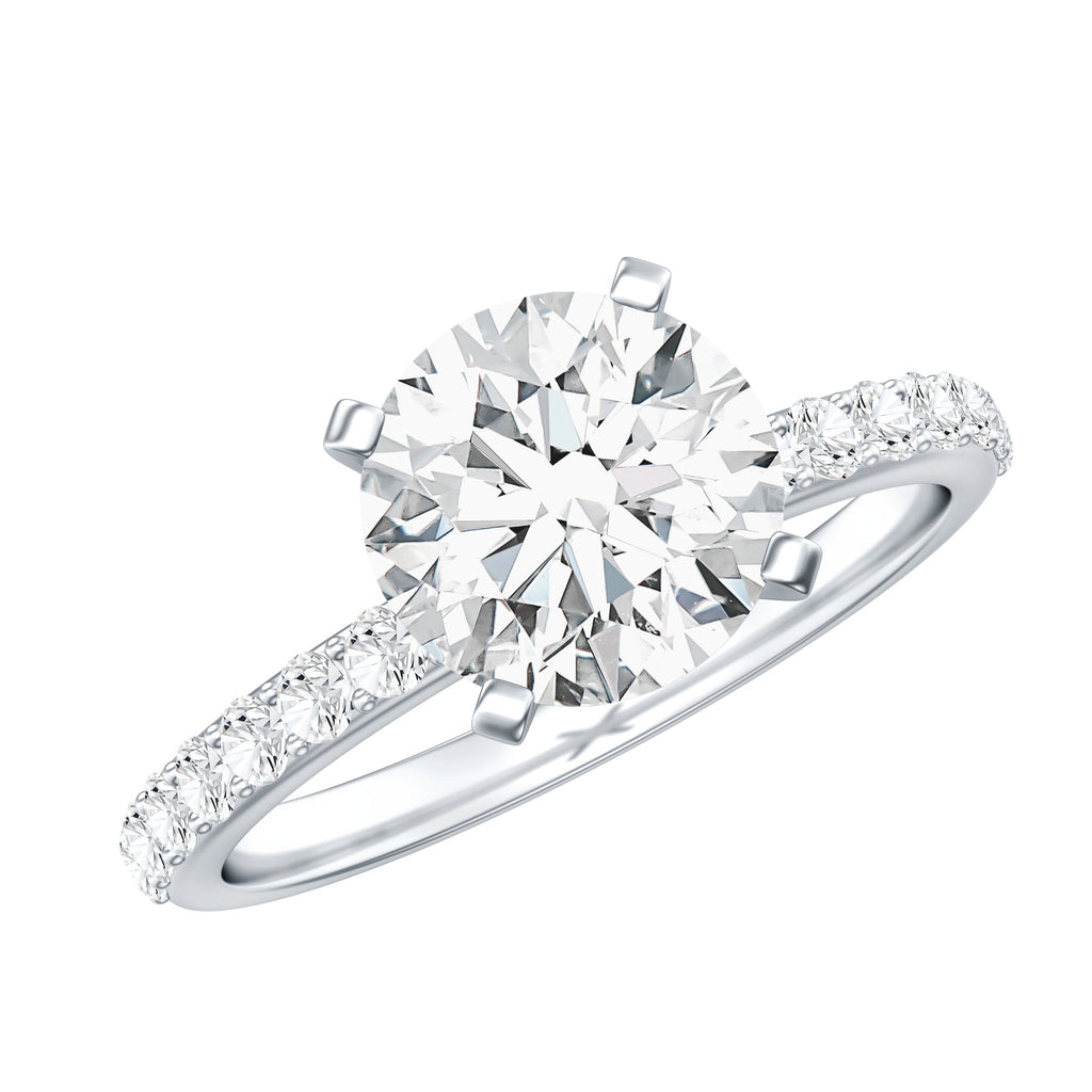 3 Carat Lab Diamond Ring – IGI Certified Solitaire Engagement Ring With Side Stones