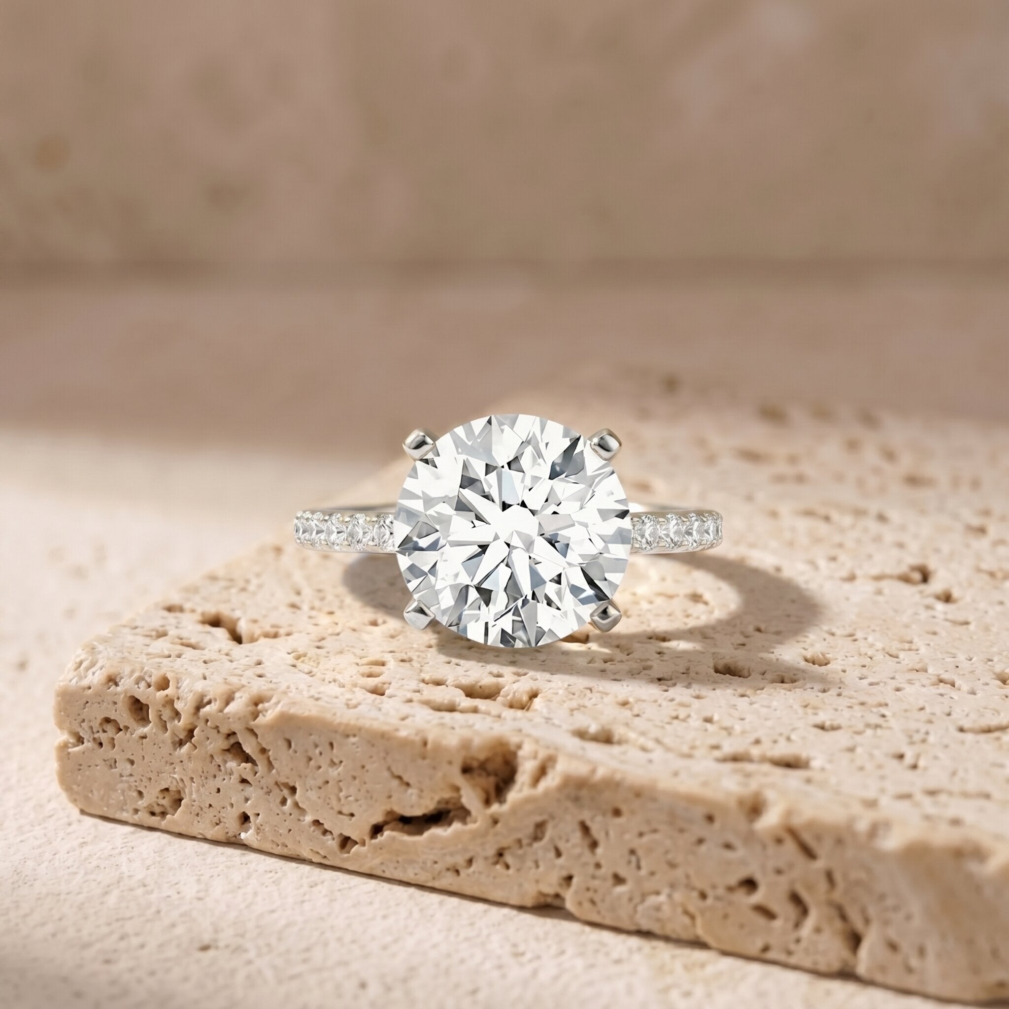 3 Carat Lab Diamond Ring – IGI Certified Solitaire Engagement Ring With Side Stones