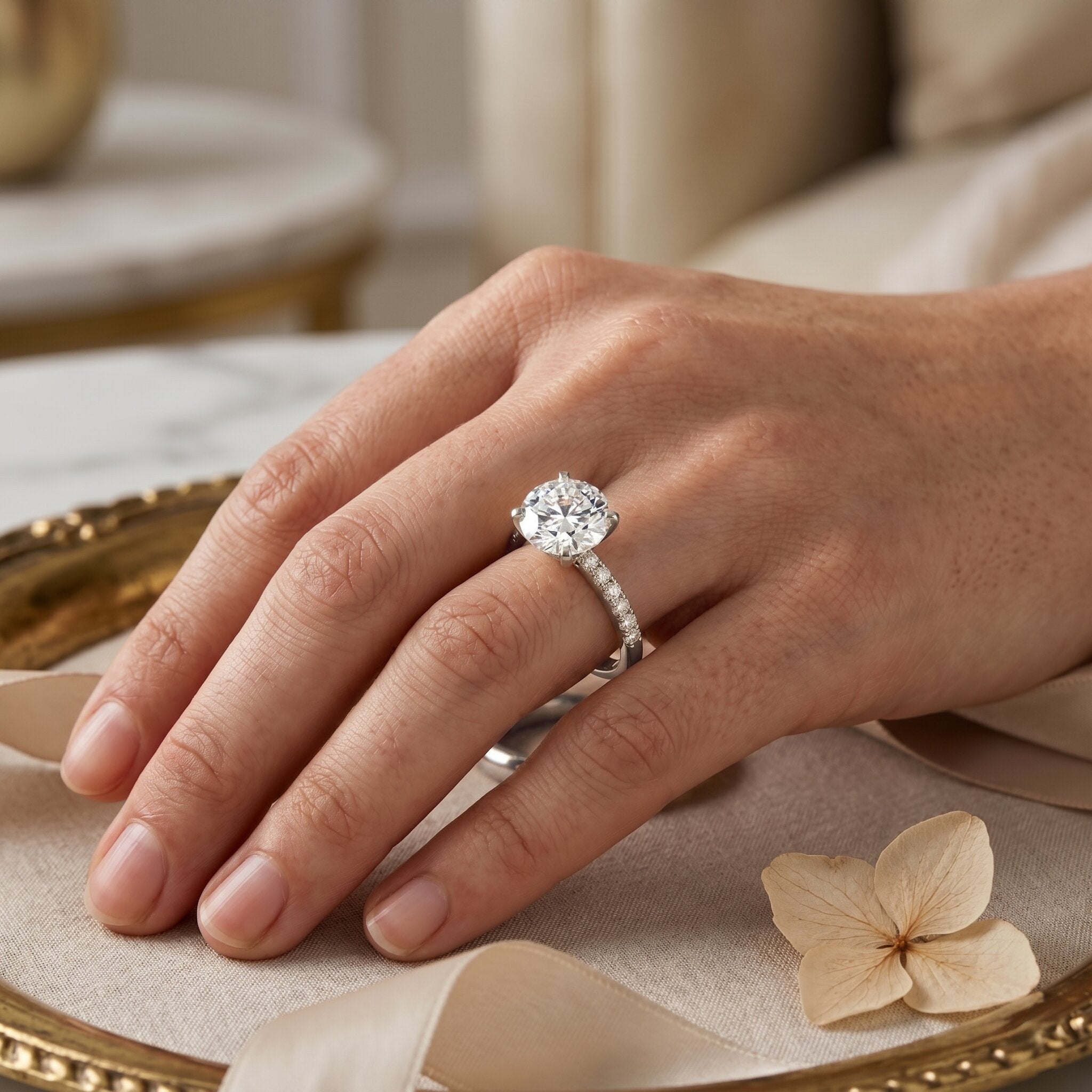 3 Carat Lab Diamond Ring – IGI Certified Solitaire Engagement Ring With Side Stones