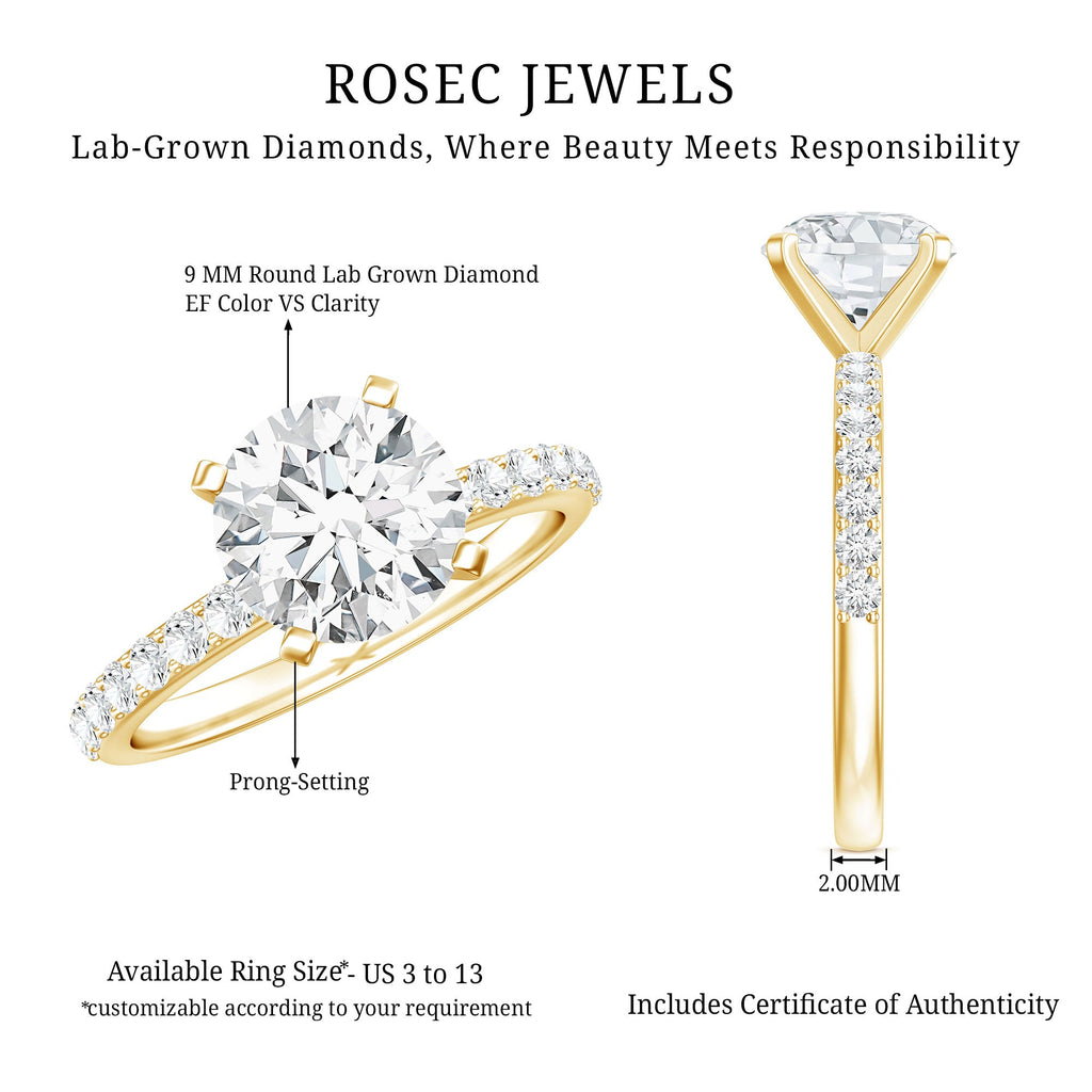 3 Carat Lab Diamond Ring – IGI Certified Solitaire Engagement Ring With Side Stones