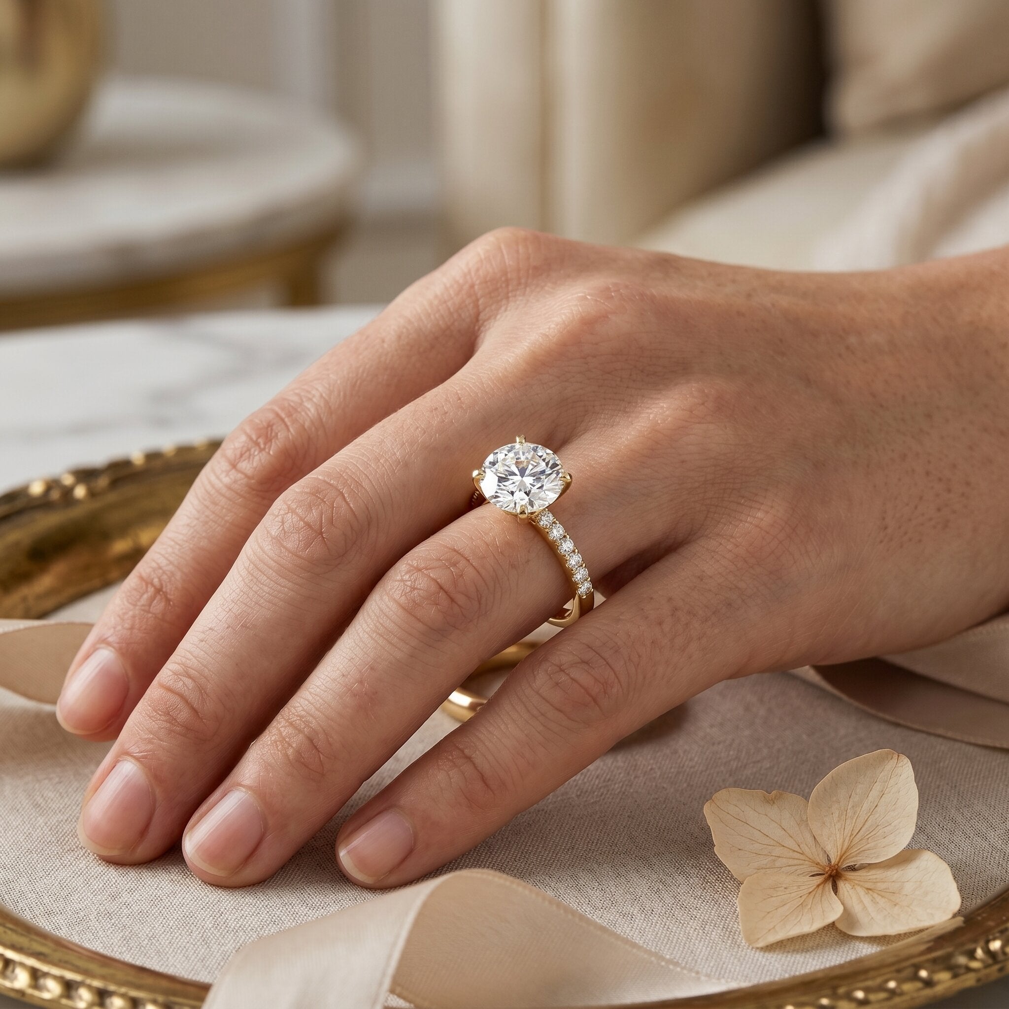 3 Carat Lab Diamond Ring – IGI Certified Solitaire Engagement Ring With Side Stones