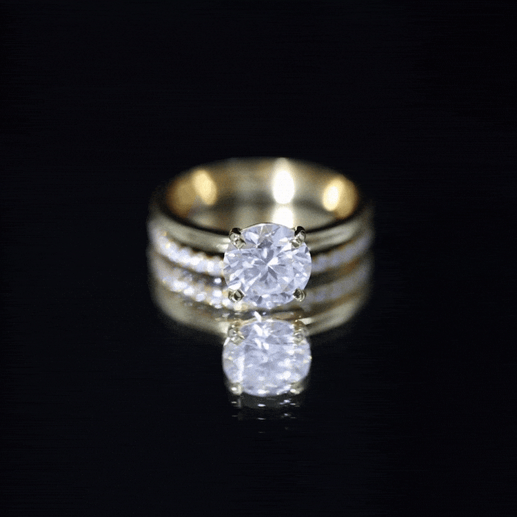 Moissanite Wedding Ring - Certified 2 Carat Solitaire Engagement Set | Gold Plated Silver