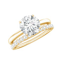 Moissanite Wedding Ring - Certified 2 Carat Solitaire Engagement Set | Gold Plated Silver