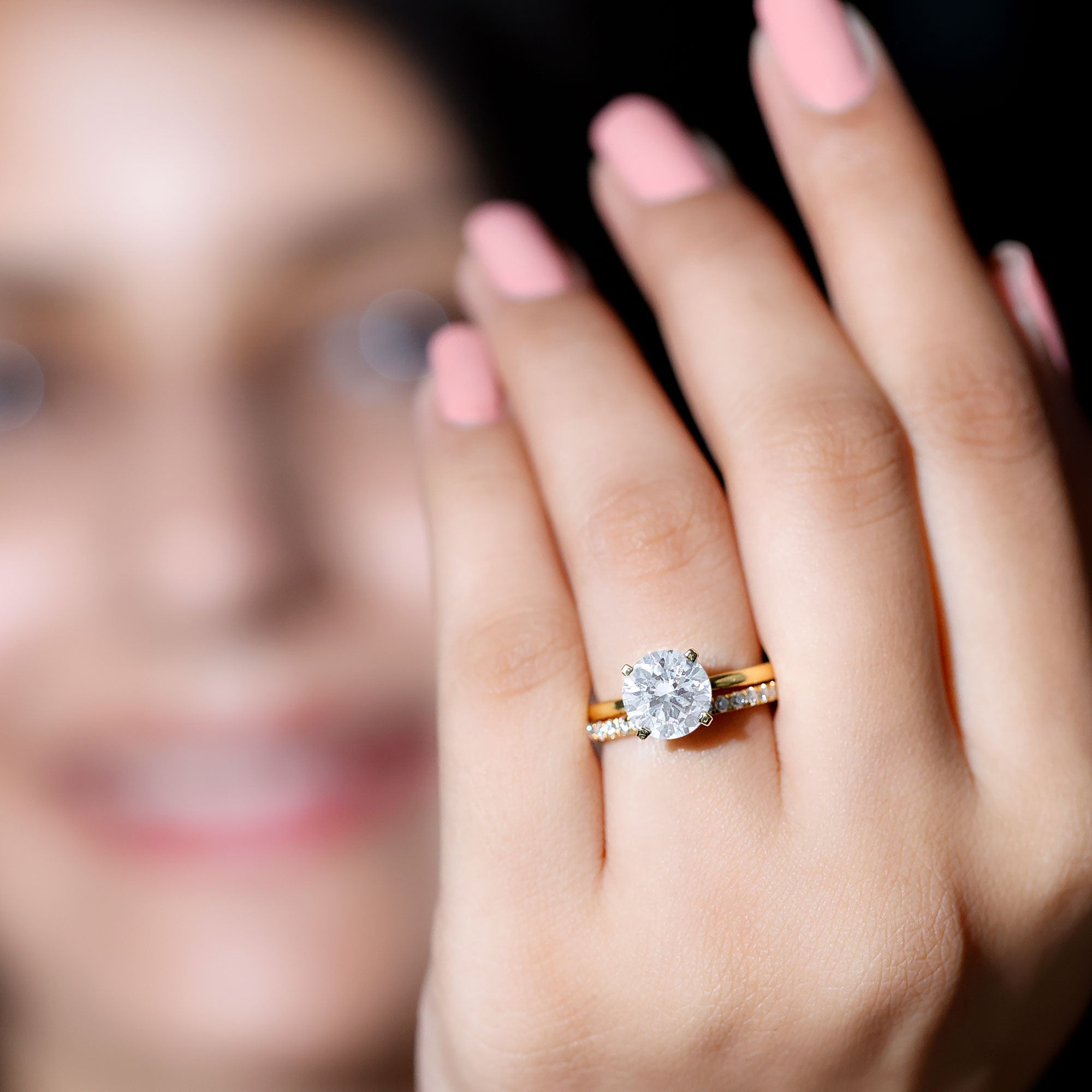 Moissanite Wedding Ring - Certified 2 Carat Solitaire Engagement Set | Gold Plated Silver