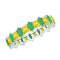 Emerald Eternity Band – Prong Setting Jewelry With Yellow Sapphire & Emerald And Sapphire Ring