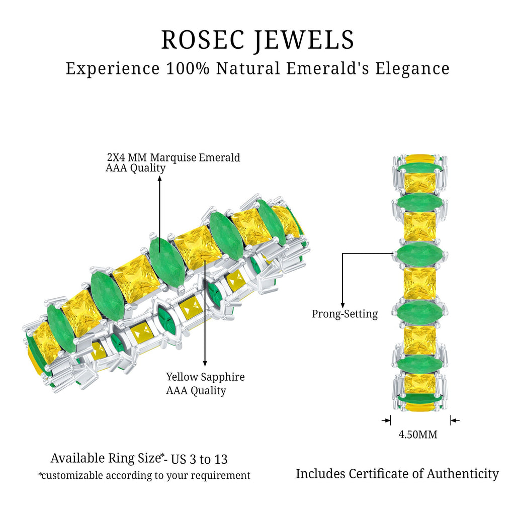 Emerald Eternity Band – Prong Setting Jewelry With Yellow Sapphire & Emerald And Sapphire Ring