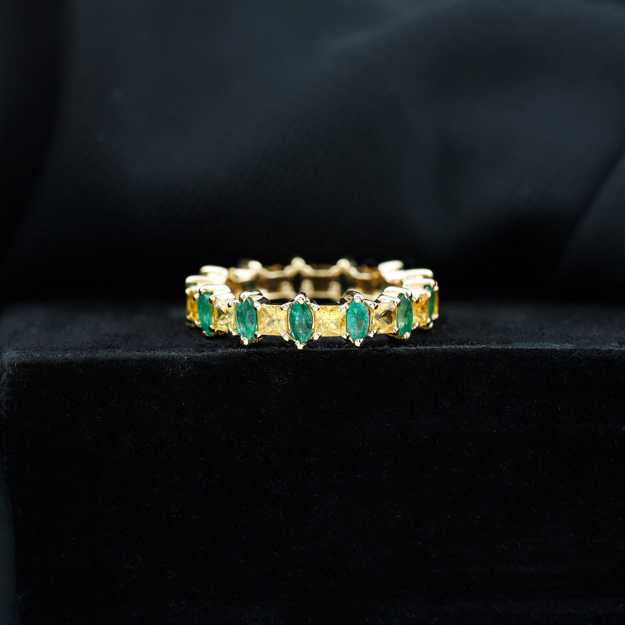 Emerald Eternity Band – Prong Setting Jewelry With Yellow Sapphire & Emerald And Sapphire Ring