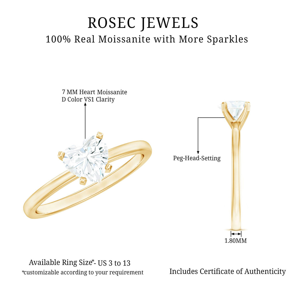 1.5 CT Heart Shape Certified Moissanite Engagement Ring