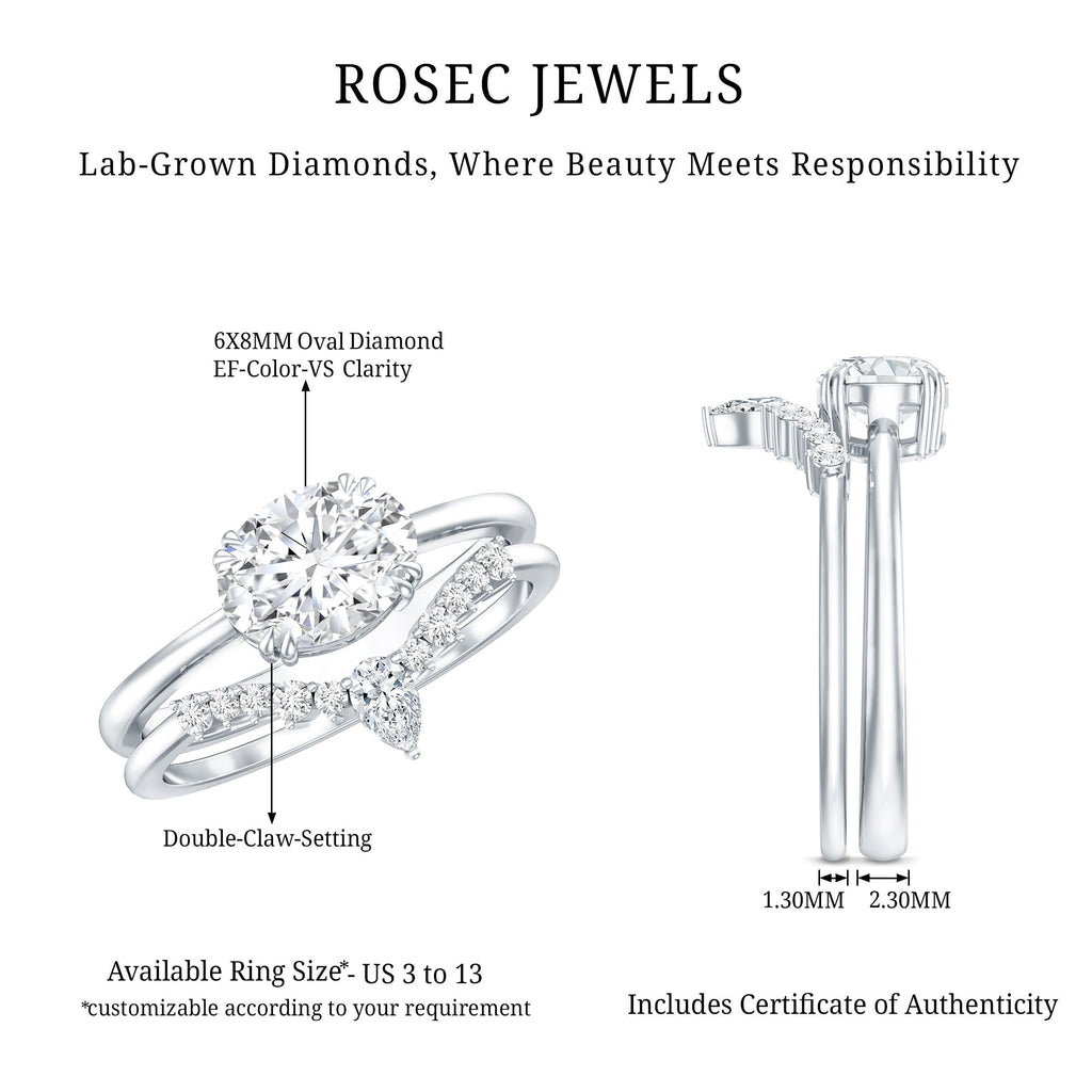 Certified 1.2 Carat Oval Lab Grown Diamond Engagement Ring With Enhancer