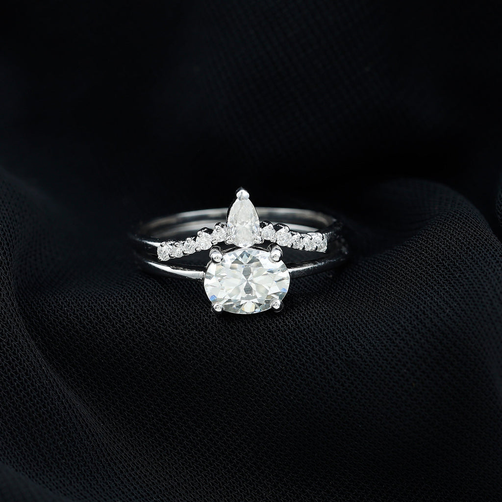 Certified 1.2 Carat Oval Lab Grown Diamond Engagement Ring With Enhancer