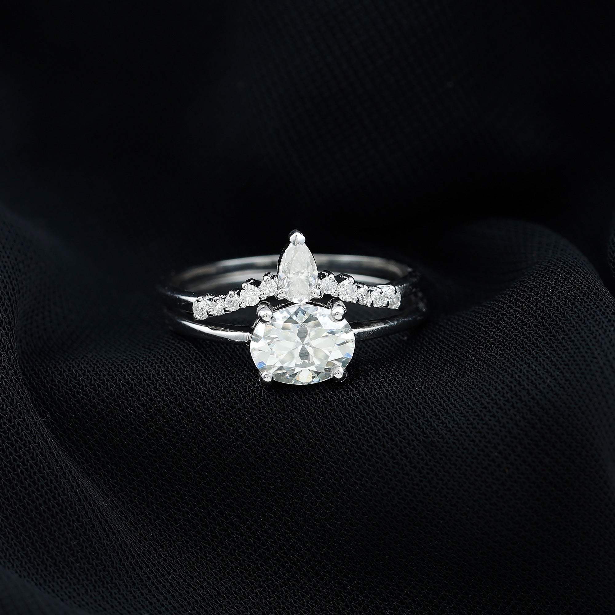 Certified 1.2 Carat Oval Lab Grown Diamond Engagement Ring With Enhancer