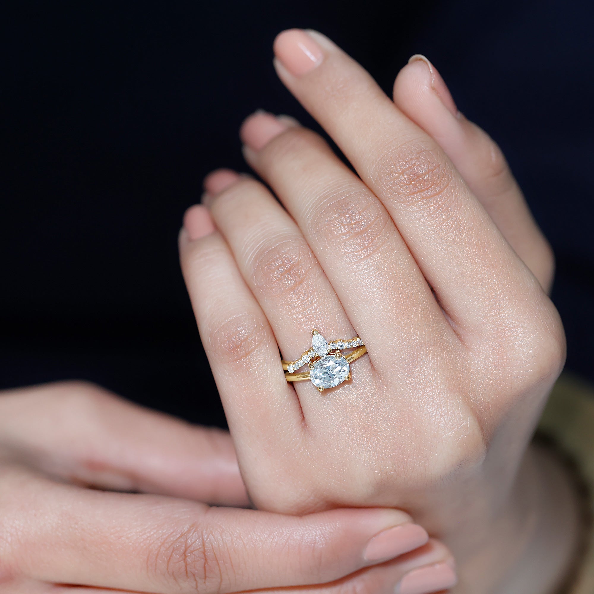 Certified 1.2 Carat Oval Lab Grown Diamond Engagement Ring With Enhancer