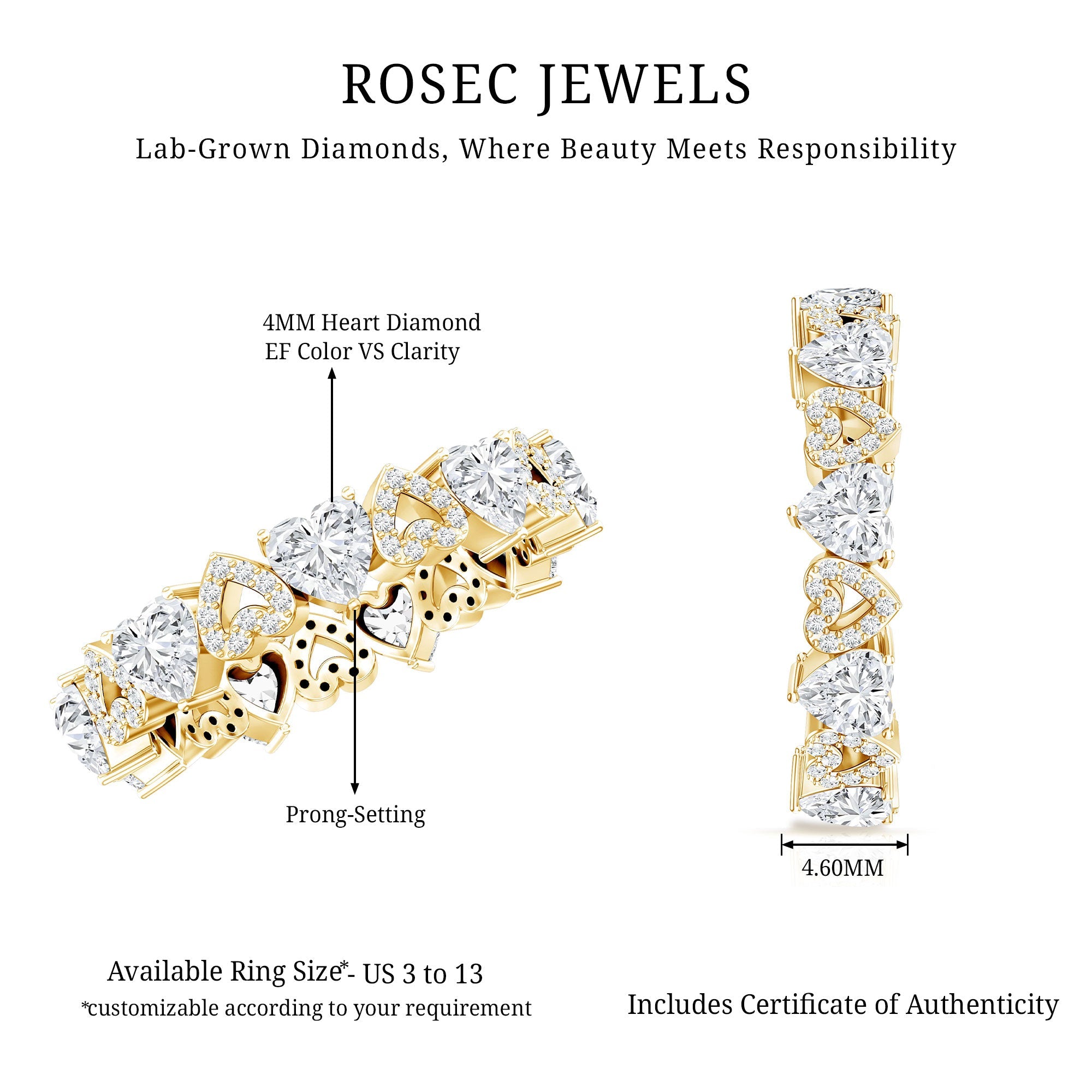Certified Lab Grown Diamond Heart Wedding Band