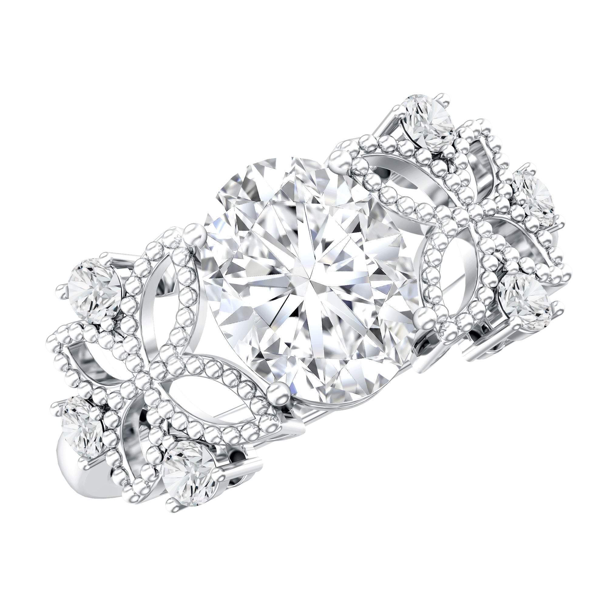 1.2 Carat Oval Lab Grown Diamond Flower Engagement Ring