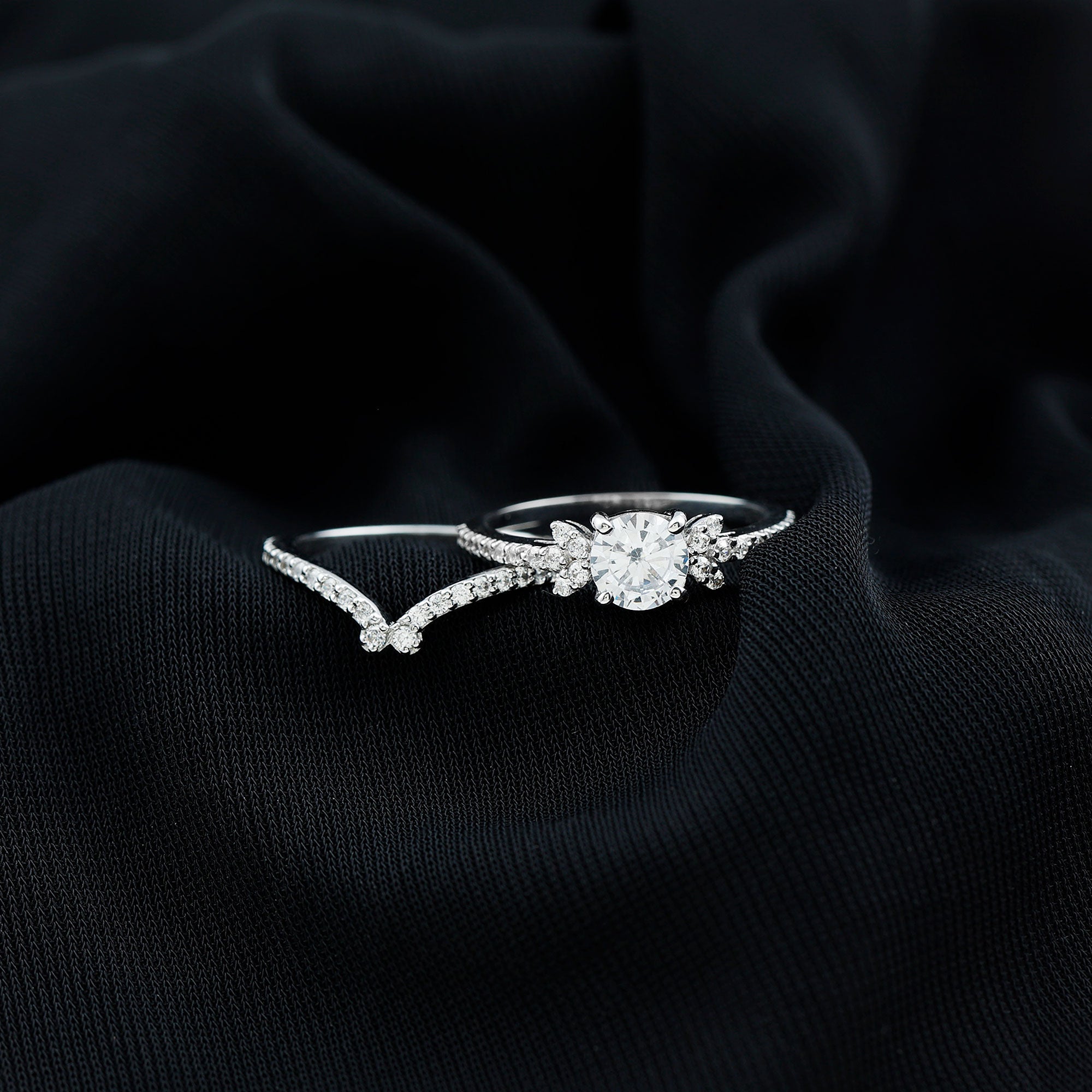 Certified 1.7 Carat Cushion Lab Grown Diamond Engagement Ring with Wedding Band