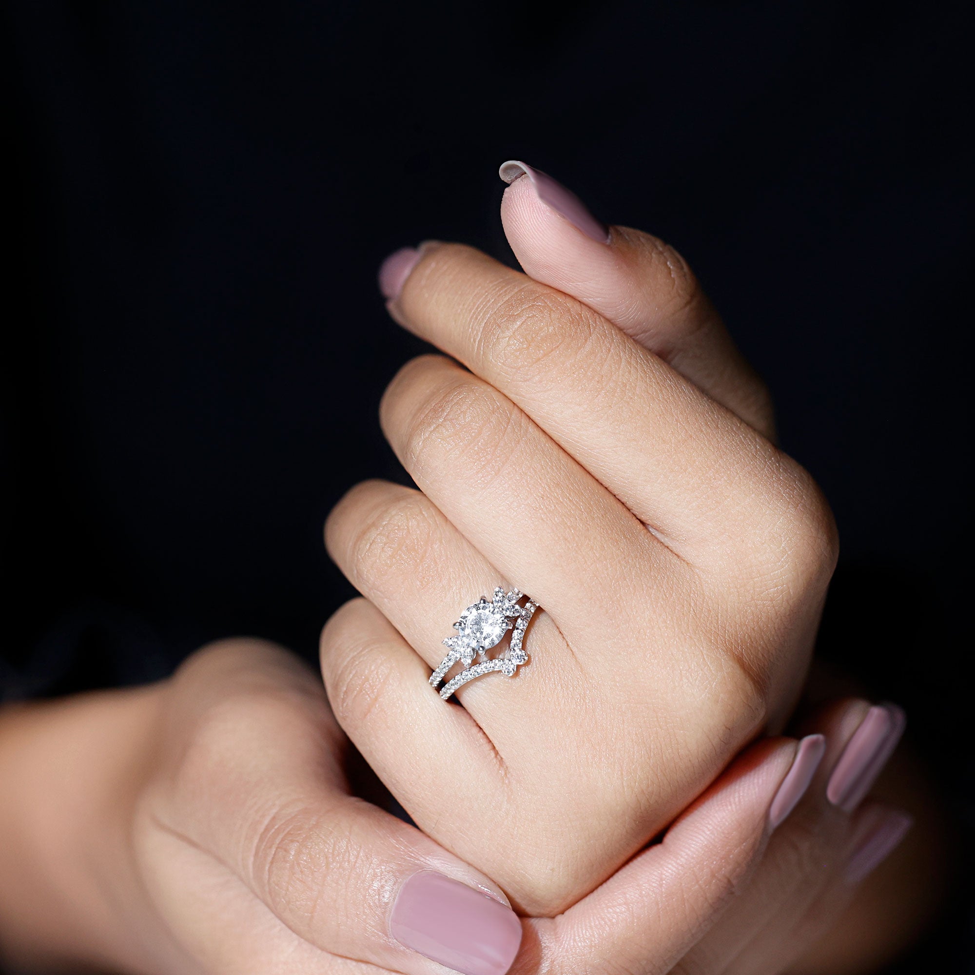 Certified 1.7 Carat Cushion Lab Grown Diamond Engagement Ring with Wedding Band