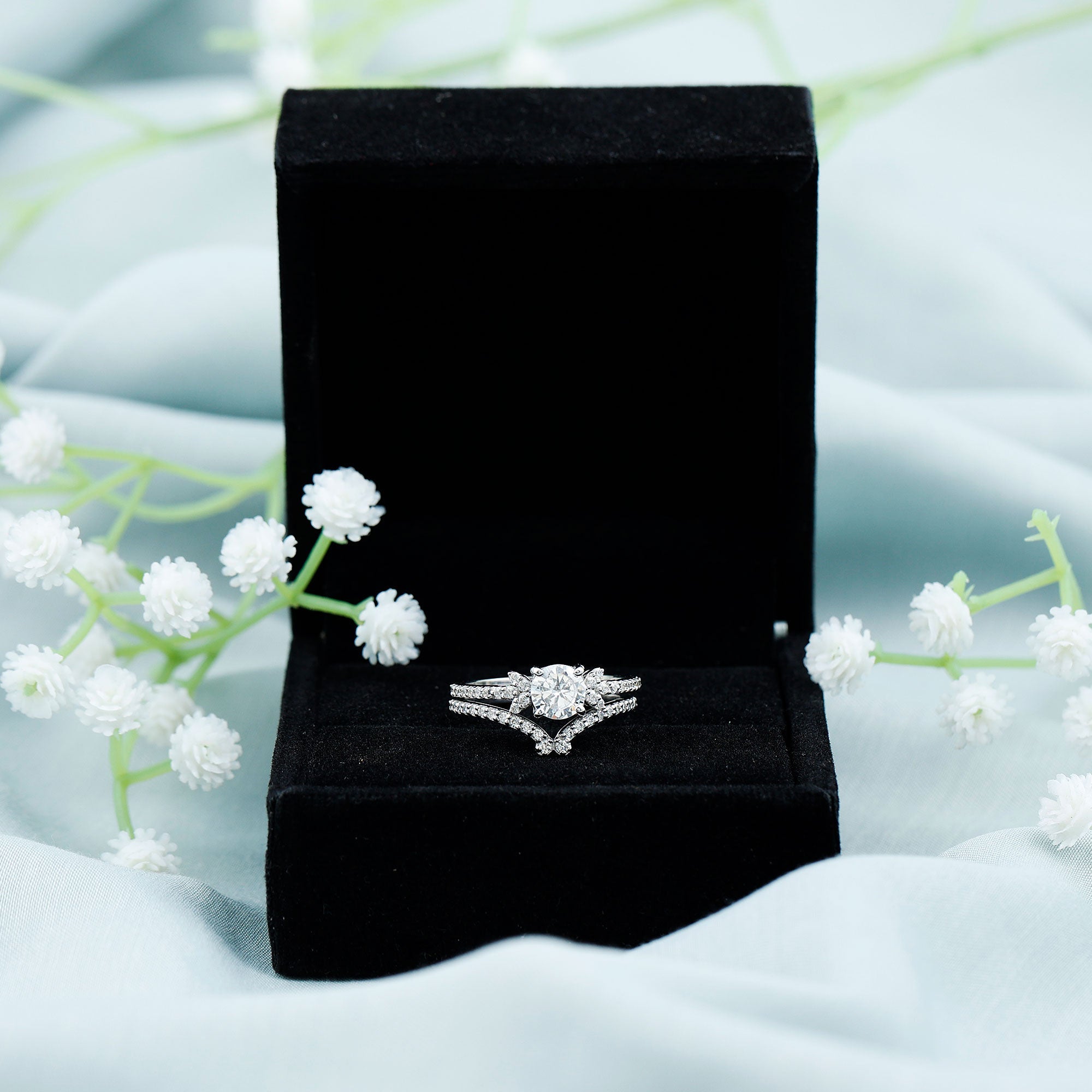 Certified 1.7 Carat Cushion Lab Grown Diamond Engagement Ring with Wedding Band