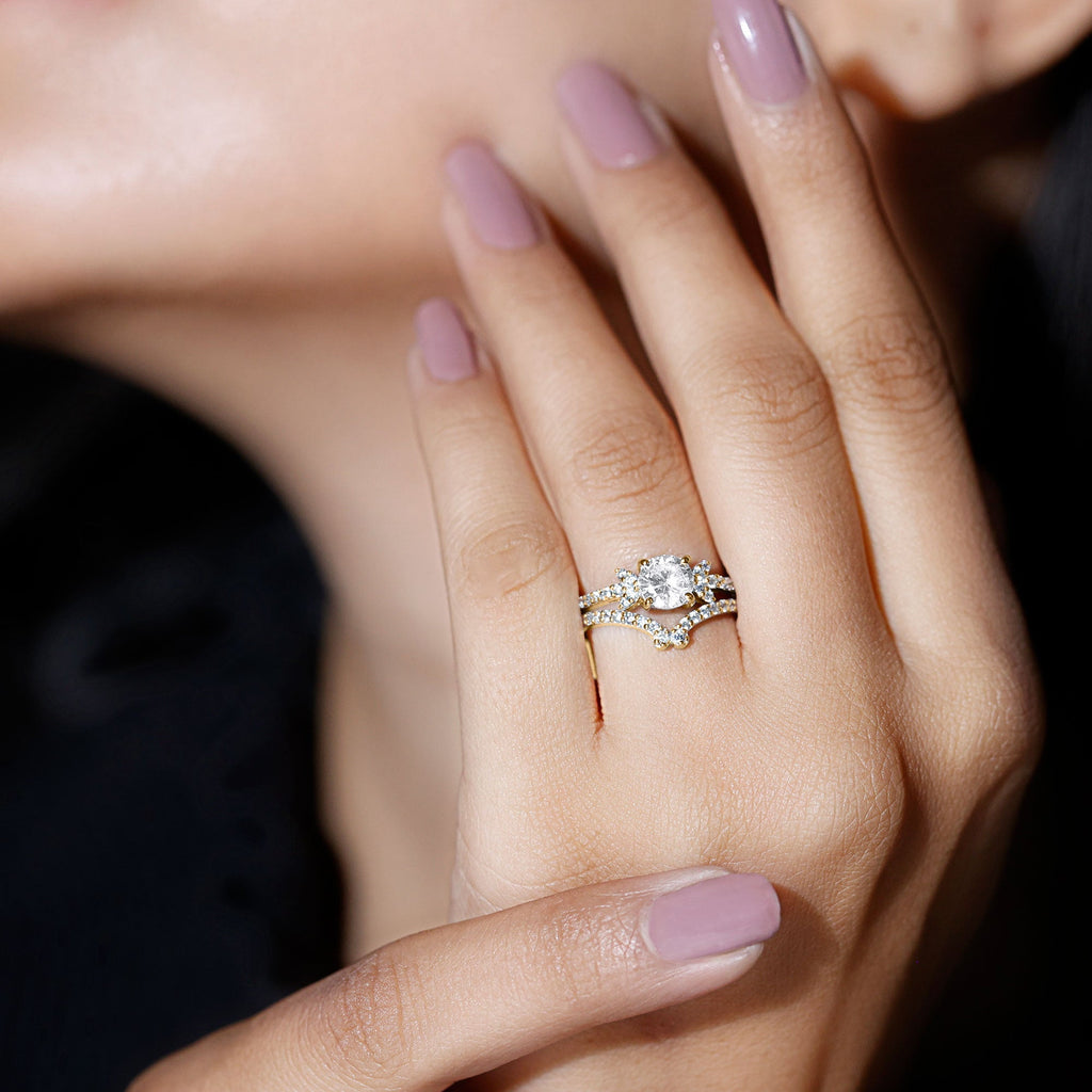 Certified 1.7 Carat Cushion Lab Grown Diamond Engagement Ring with Wedding Band