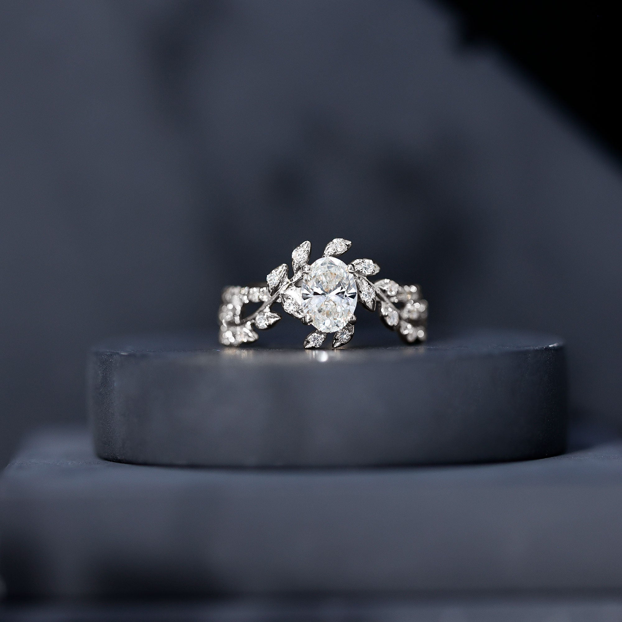 1.2 Carat Oval Lab Grown Diamond Petal Prong Engagement Ring