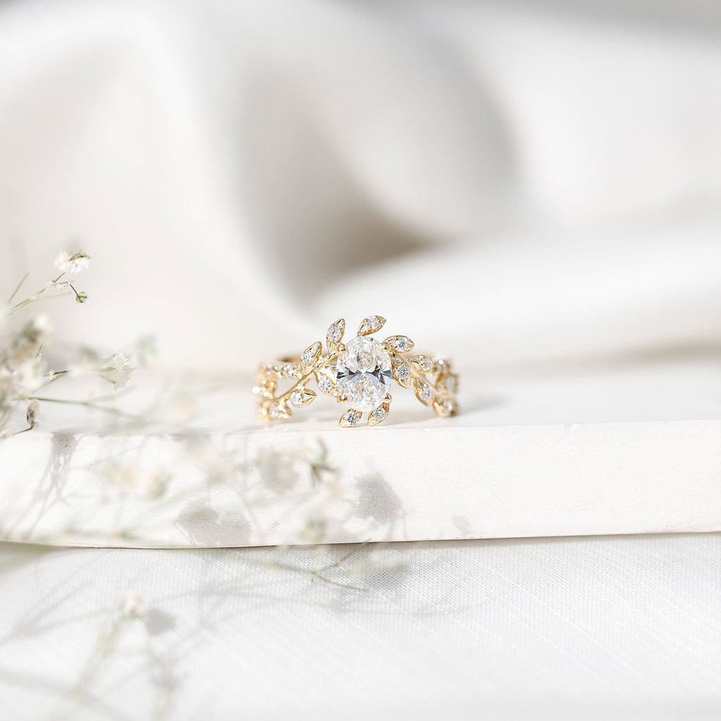 1.2 Carat Oval Lab Grown Diamond Petal Prong Engagement Ring