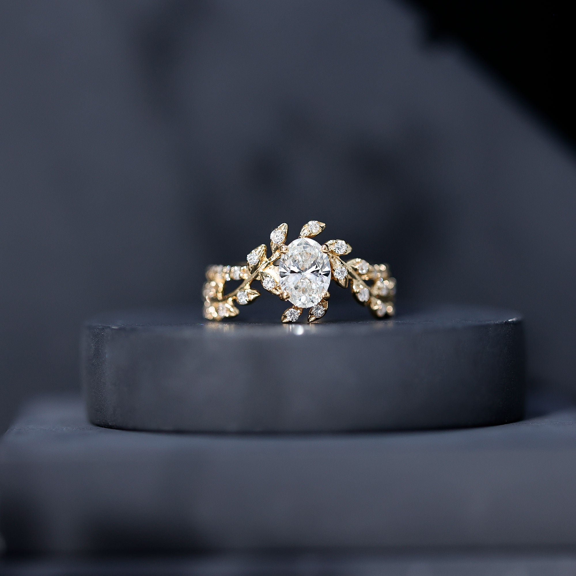 1.2 Carat Oval Lab Grown Diamond Petal Prong Engagement Ring