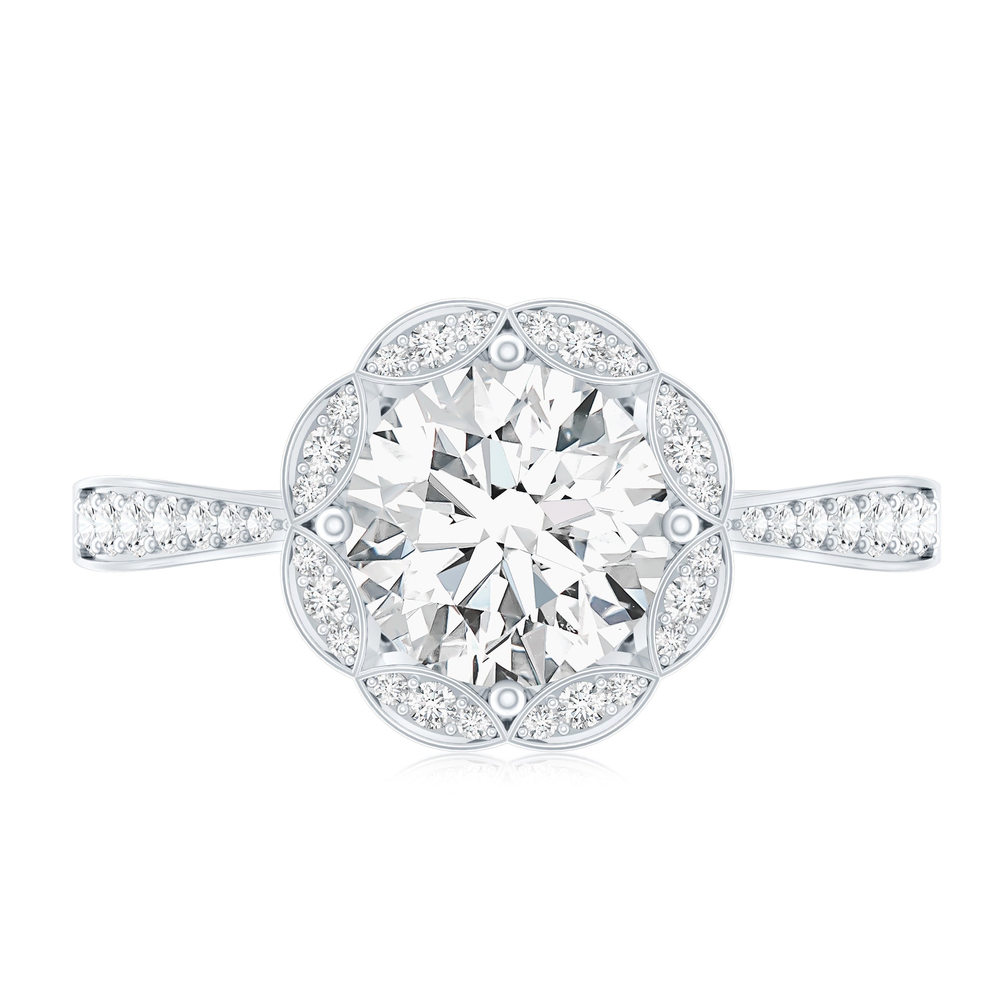 Certified 1.2 Carat Lab Grown Diamond Halo Engagement Ring
