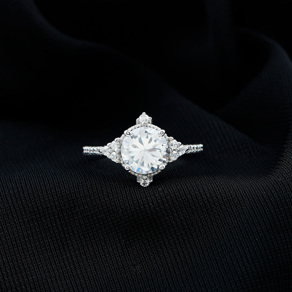 2 Carat Lab Grown Diamond Vintage Inspired Engagement Ring