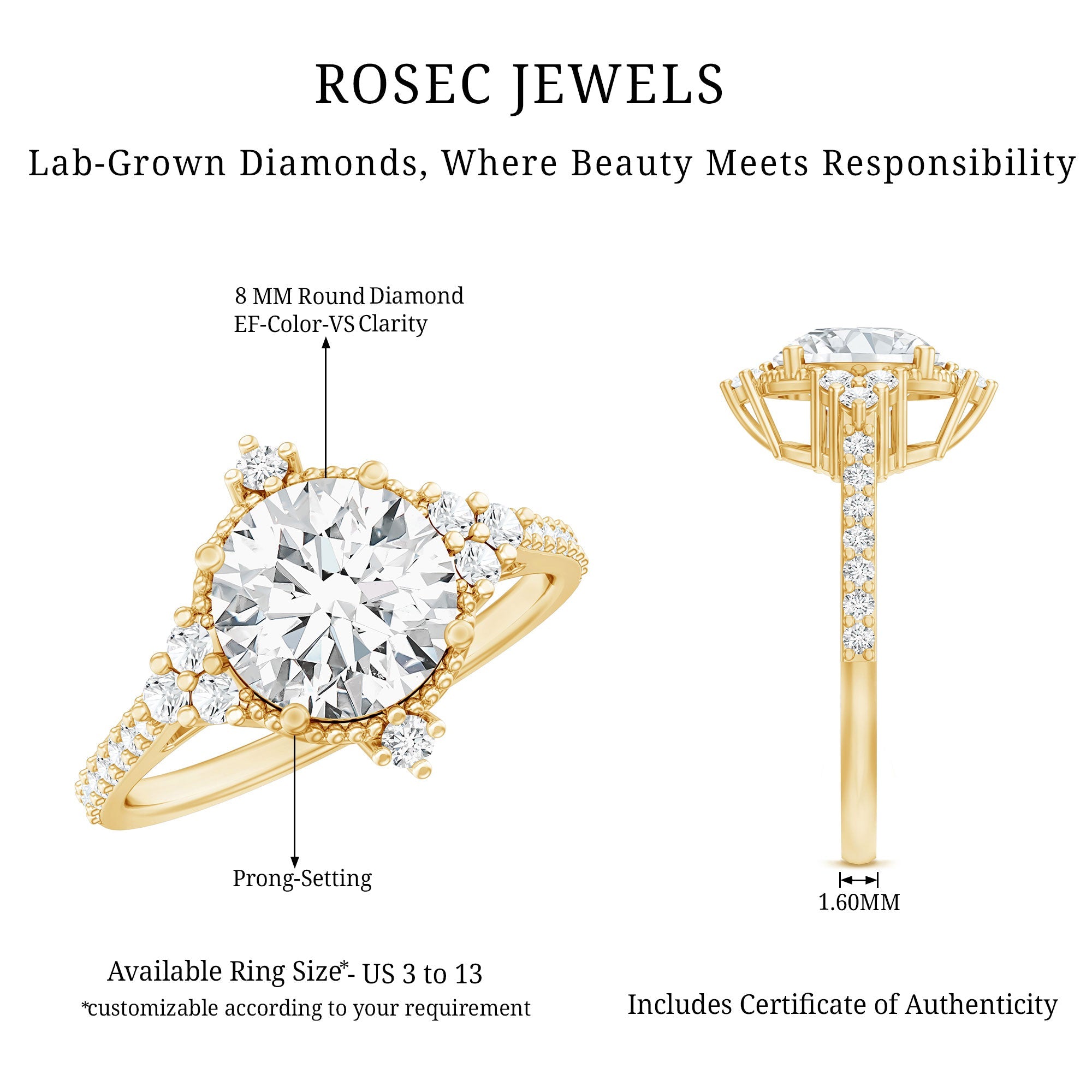 2 Carat Lab Grown Diamond Vintage Inspired Engagement Ring