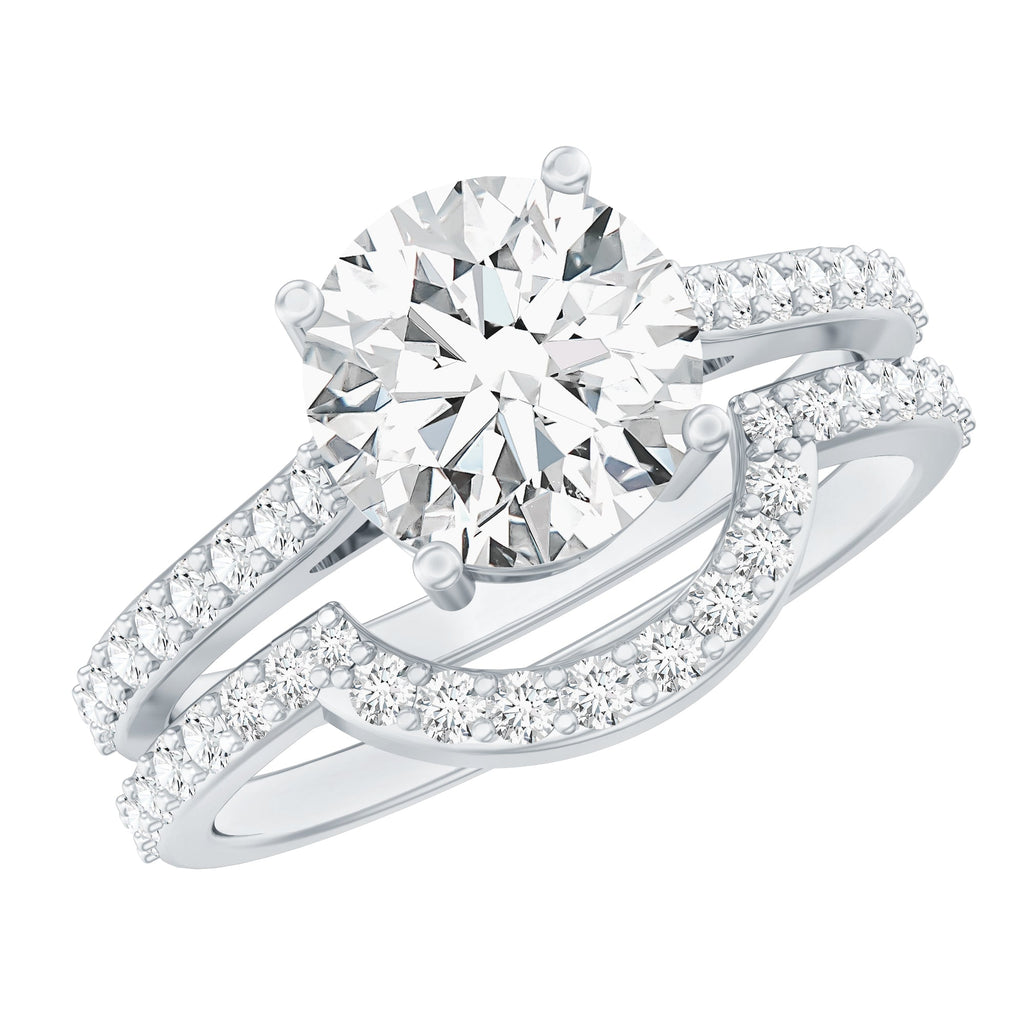 Lab Grown Diamond 2 Carat Round Engagement Ring With Ring Guard
