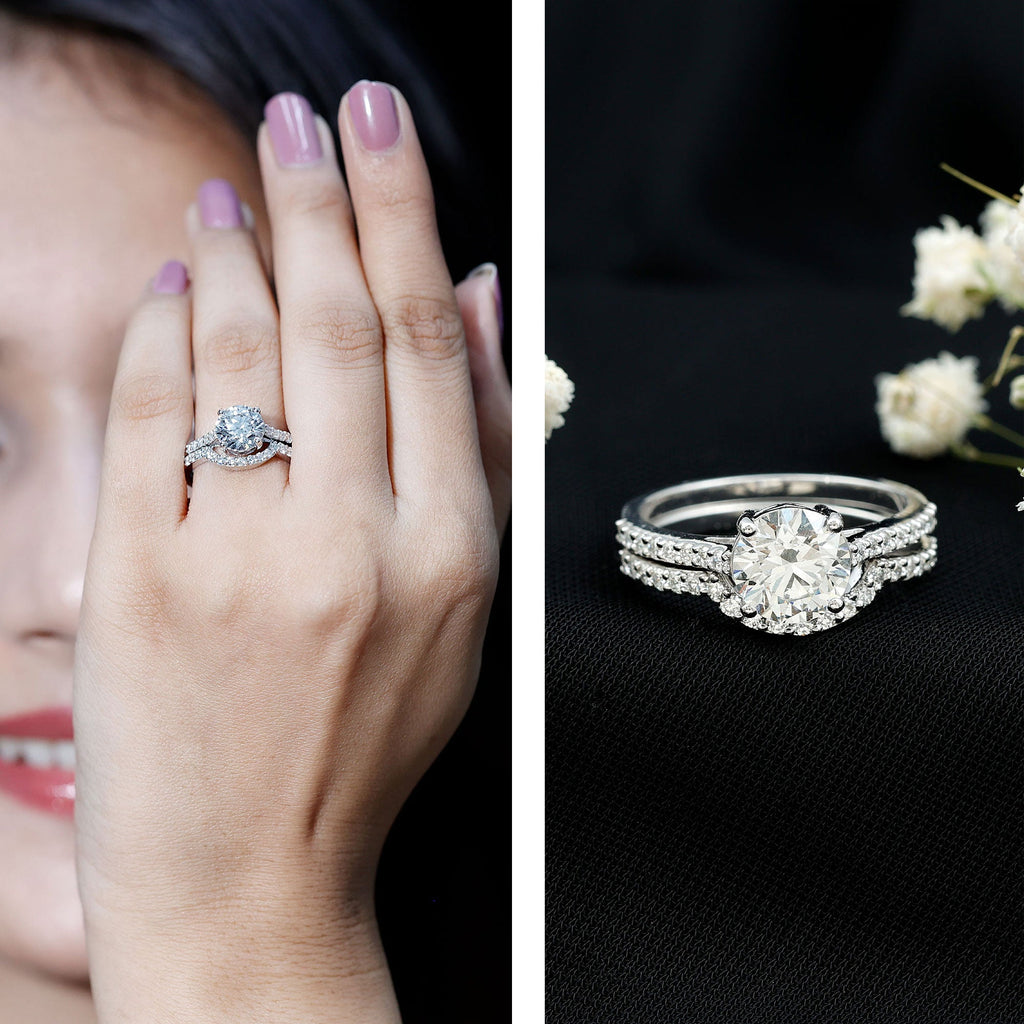 Lab Grown Diamond 2 Carat Round Engagement Ring With Ring Guard