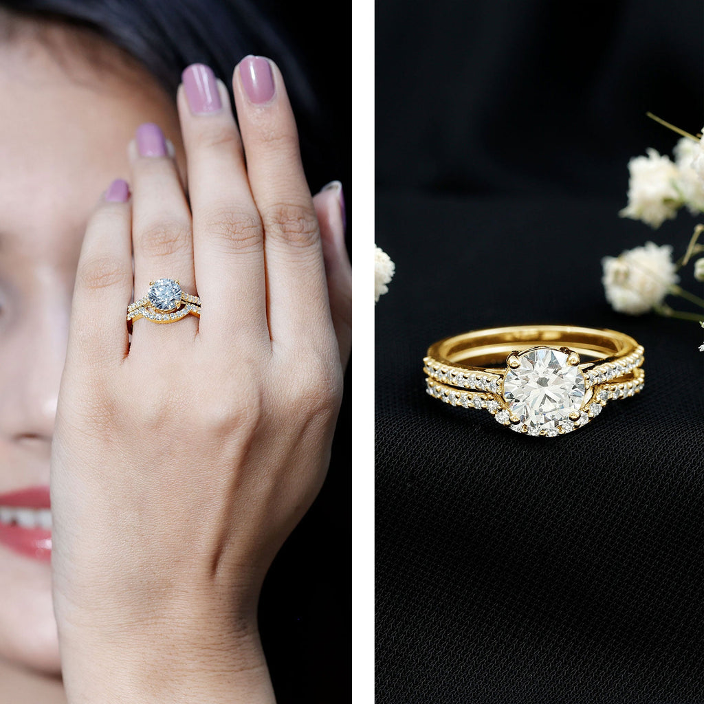 Lab Grown Diamond 2 Carat Round Engagement Ring With Ring Guard