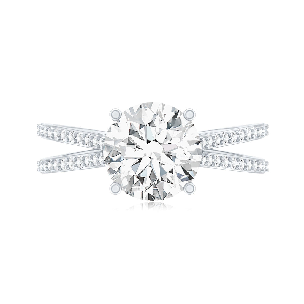 Certified 2 Carat Lab Grown Diamond Split Shank Engagement Ring