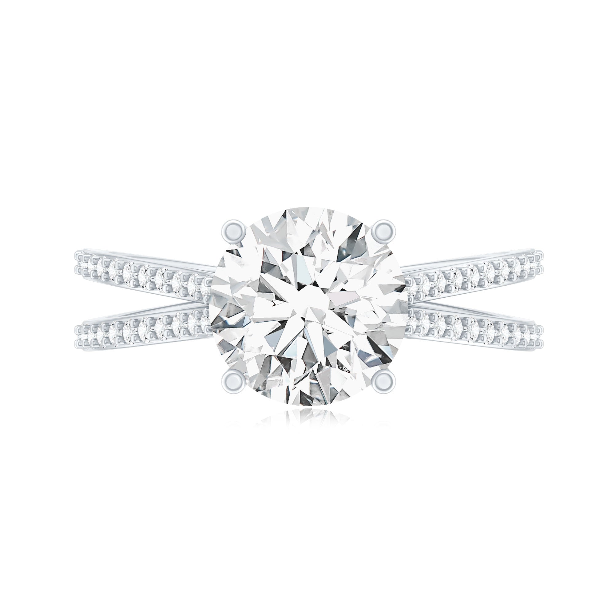 Certified 2 Carat Lab Grown Diamond Split Shank Engagement Ring