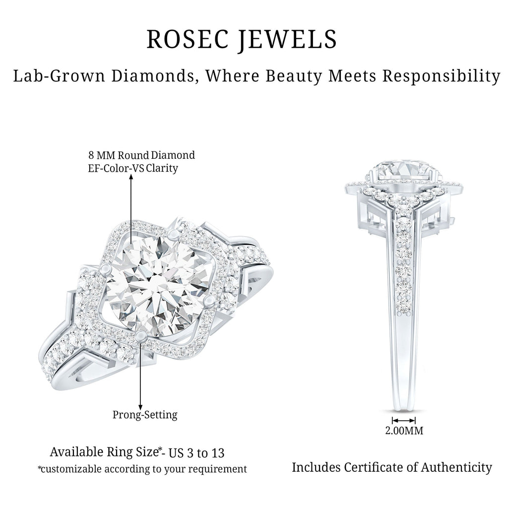Certified 2 Carat Lab Grown Diamond Vintage Style Engagement Ring