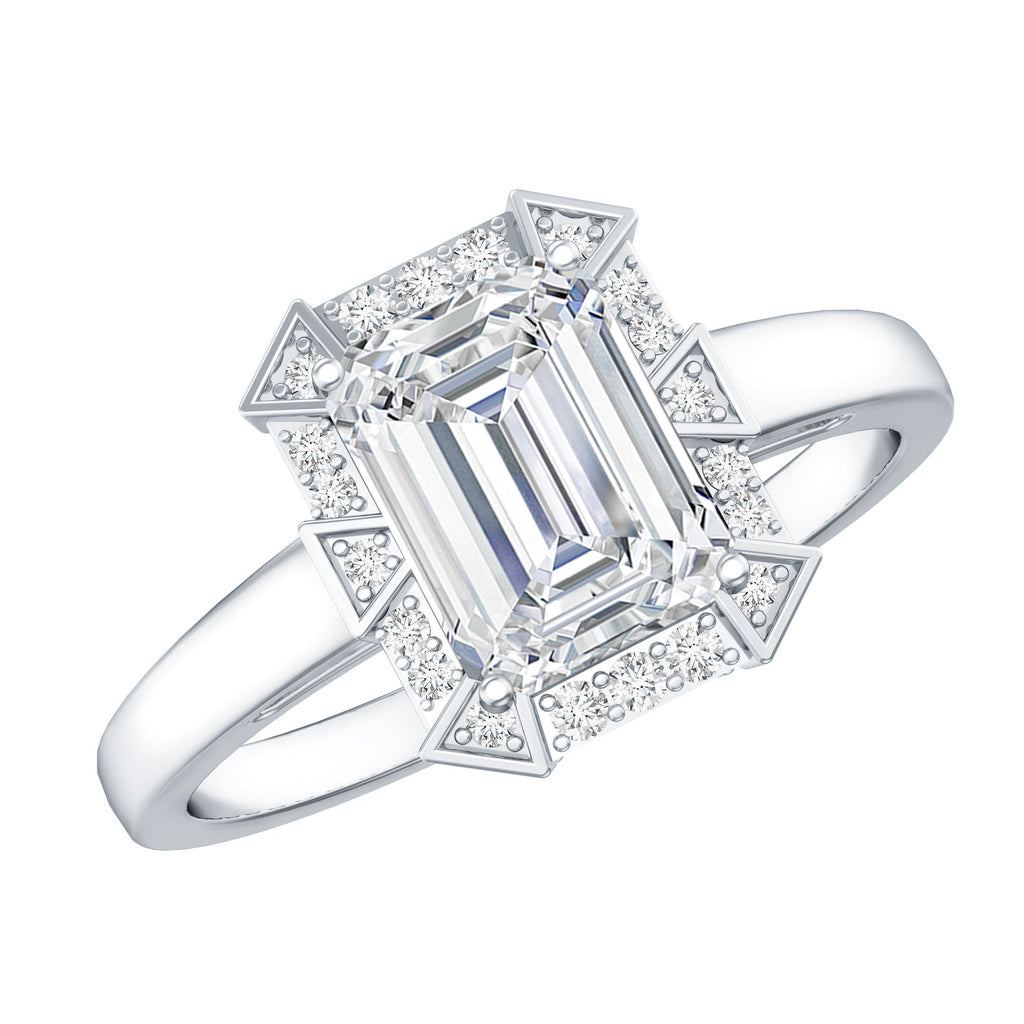 Certified 1.8 Carat Lab Grown Diamond Emerald Cut Engagement Ring