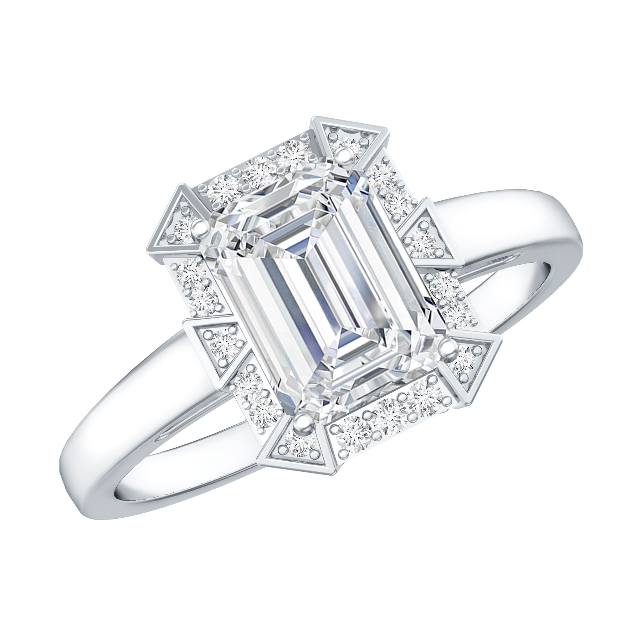 Certified 1.8 Carat Lab Grown Diamond Emerald Cut Engagement Ring